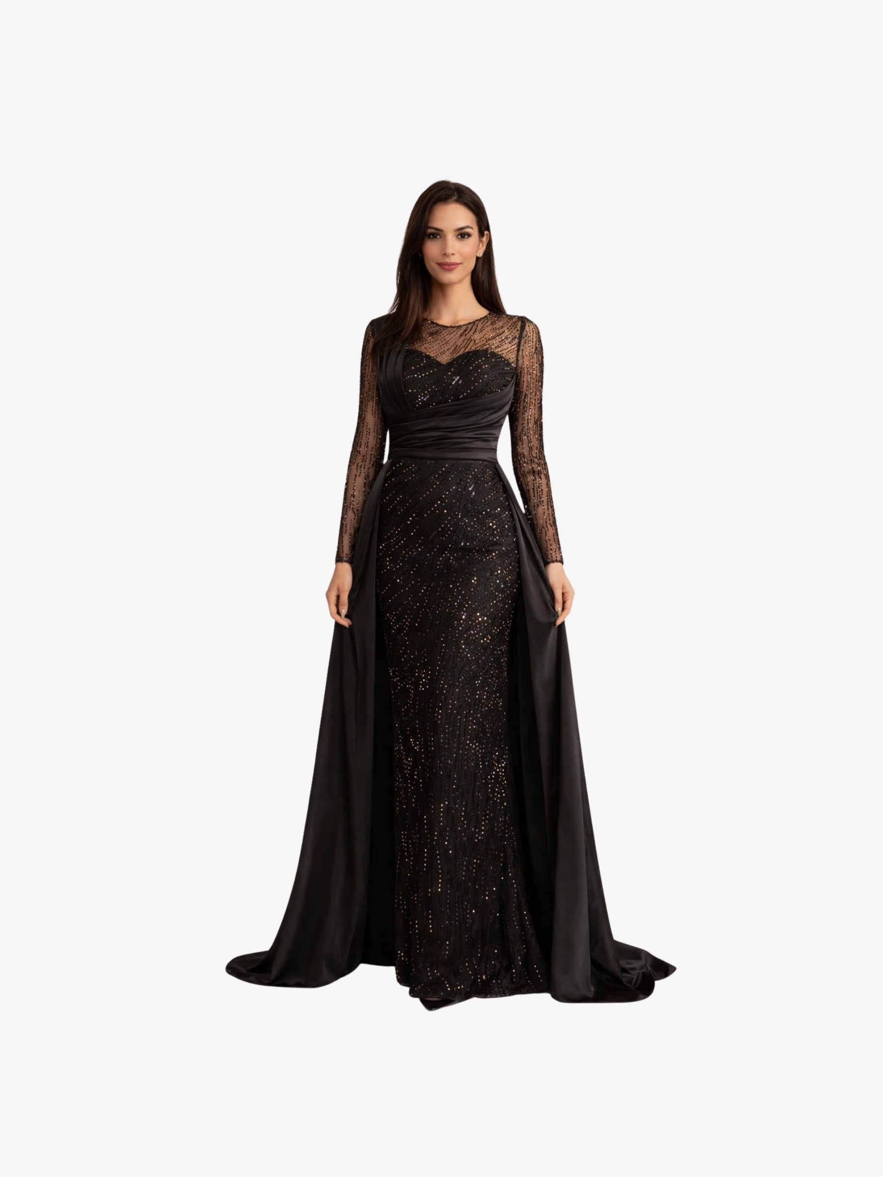Rochie cu Trena "Enchanta", Neagra - XXL