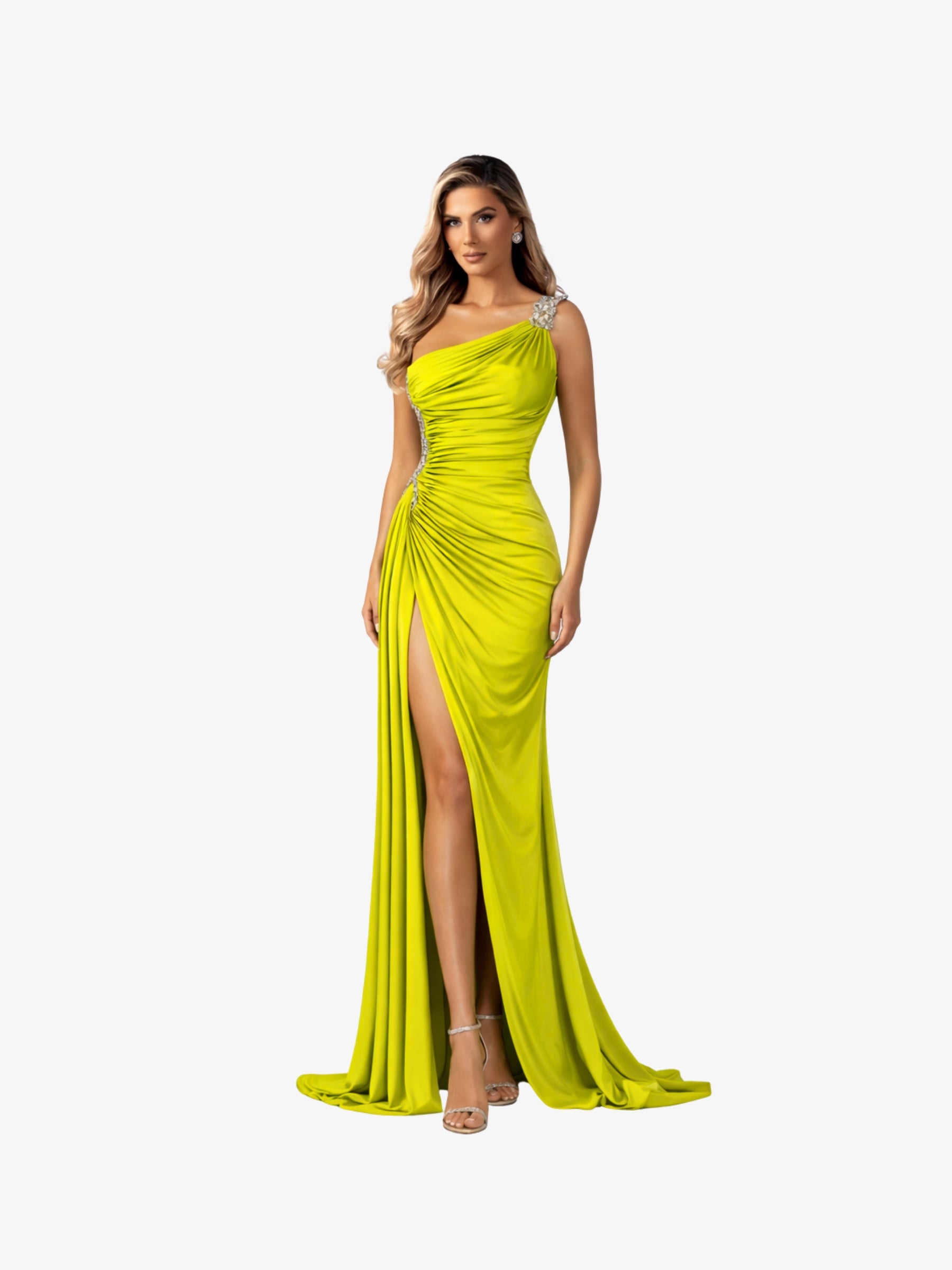 Rochie cu Trena Laterala "Graciella", Verde Fistic - L