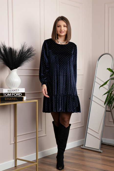 Rochie din catifea bleumarin Alessia
