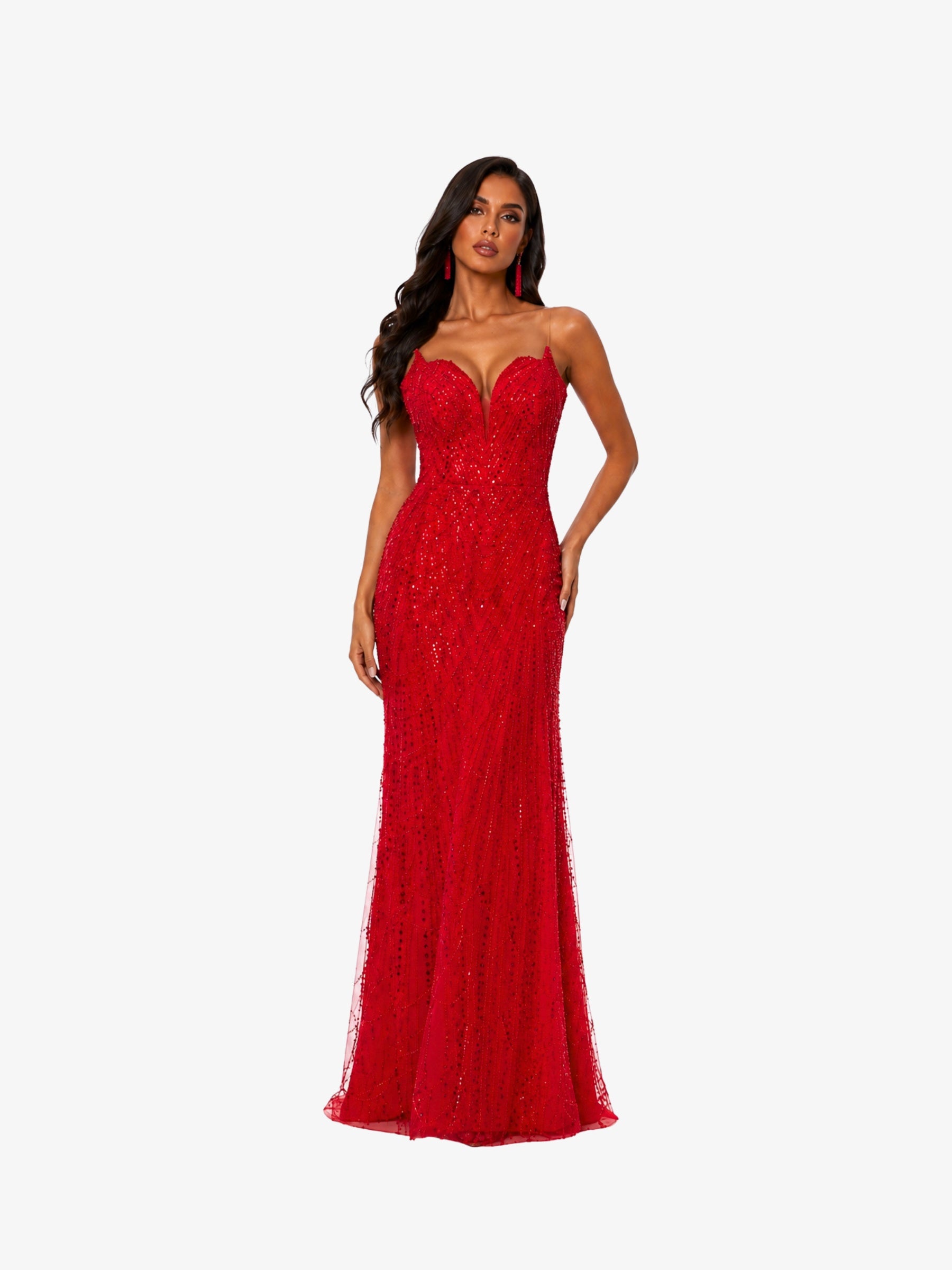 Rochie Eleganta “Camila”, Rosu -(Video) - XL