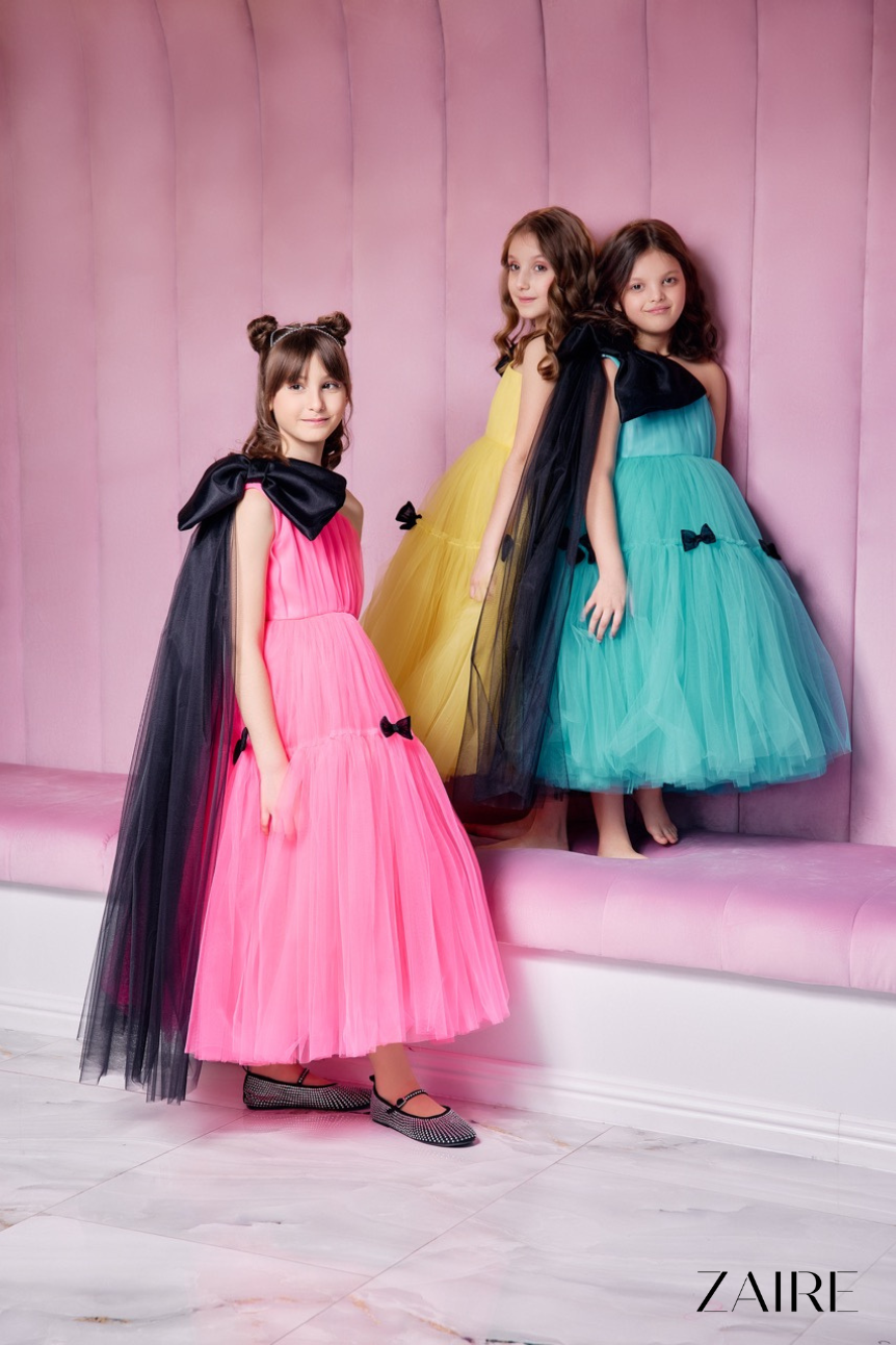 Rochie Eleganta fete, cu fundite negre - 10 ani si 11 ani - LIVRARE 24H