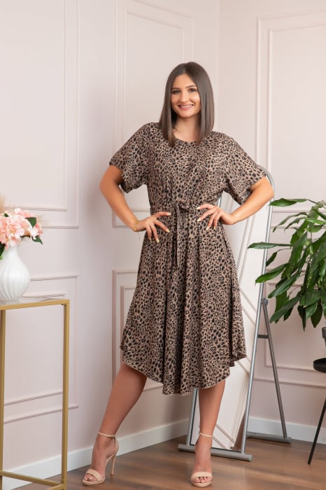 Rochie eleganta Jade cu animal print - Marrakesh Midnight