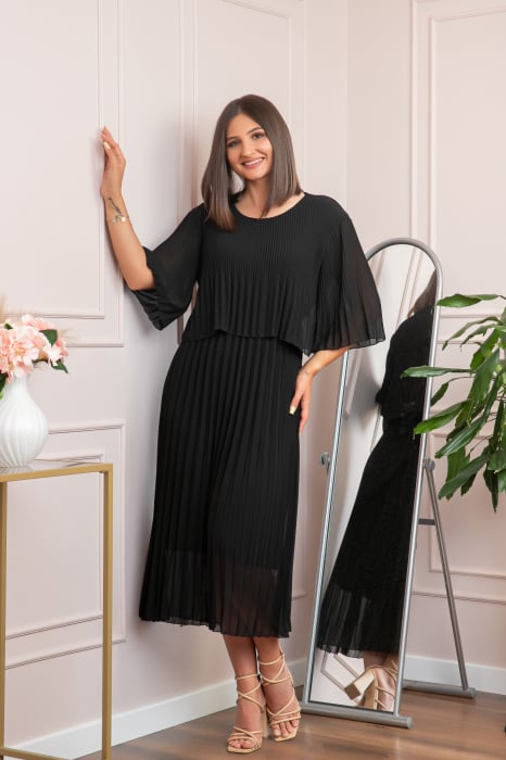 Rochie eleganta plisata Arielle - Negru