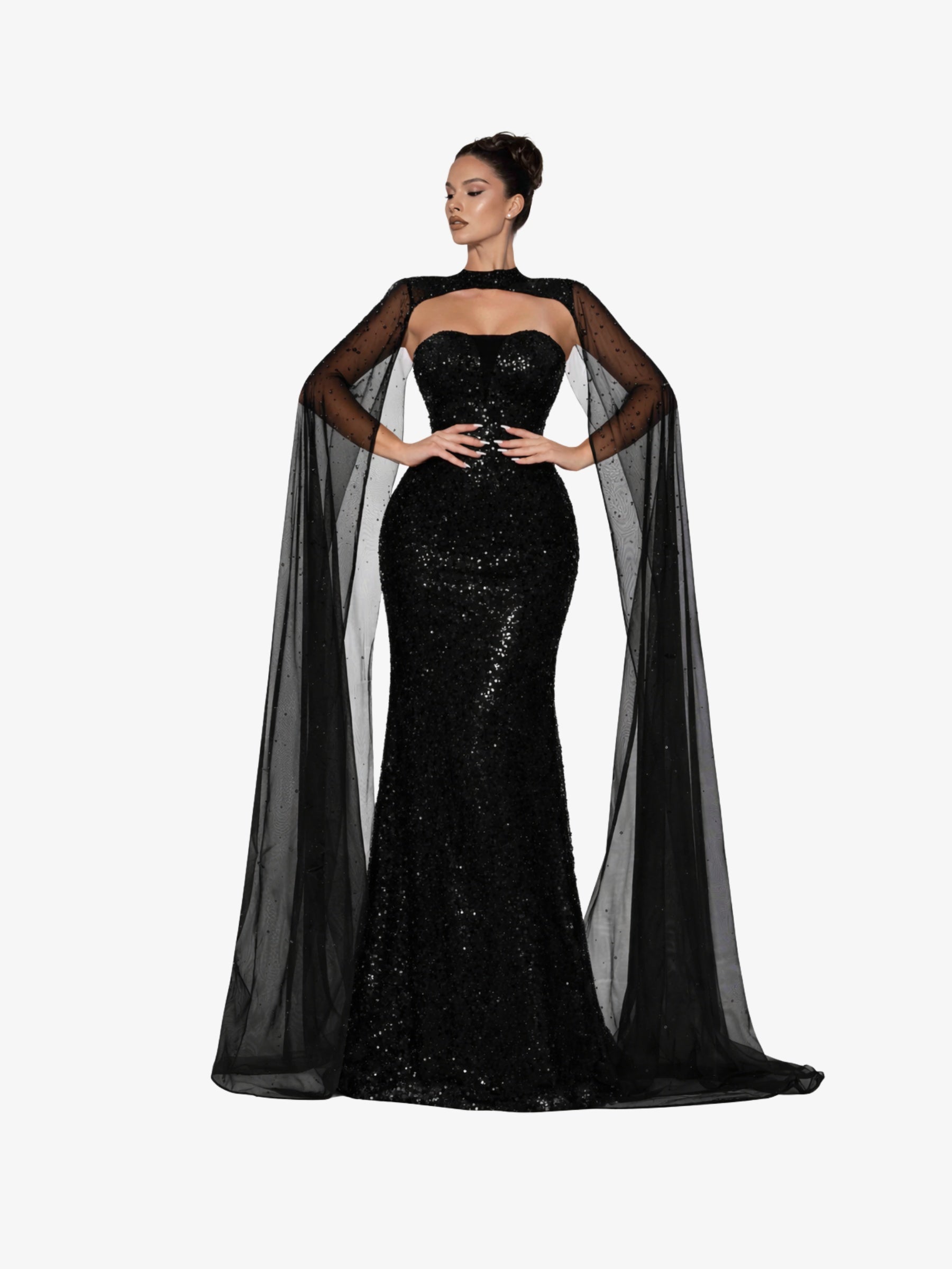 Rochie Lunga “Altesa”, Negru - (Video) - S
