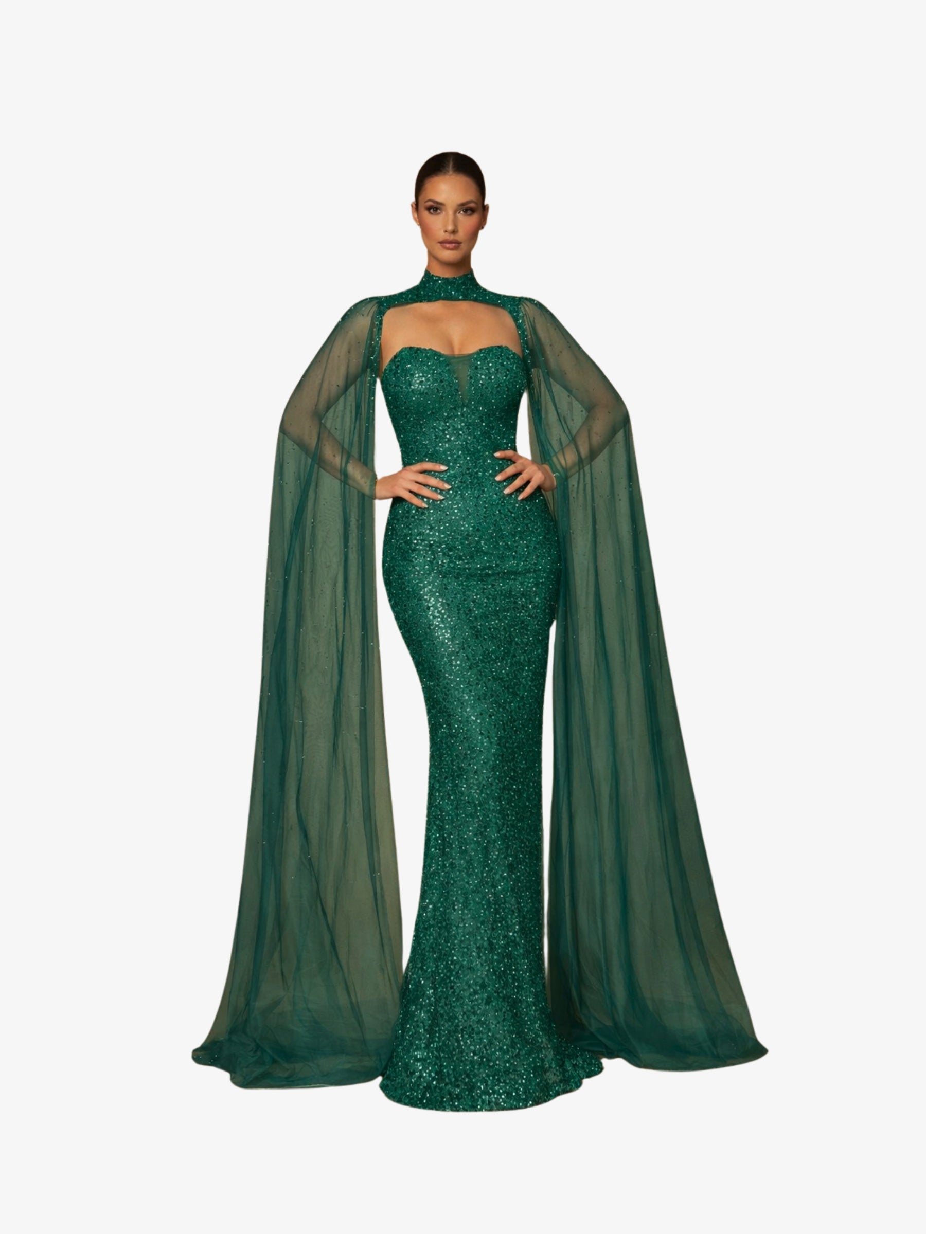 Rochie Lunga “Altesa”, Verde - (Video) - M