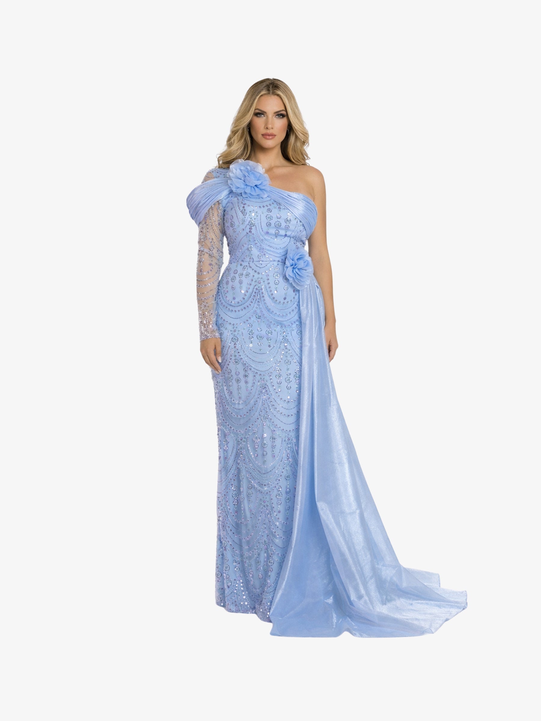 Rochie Lunga "Anastasia", Albastra - XXL