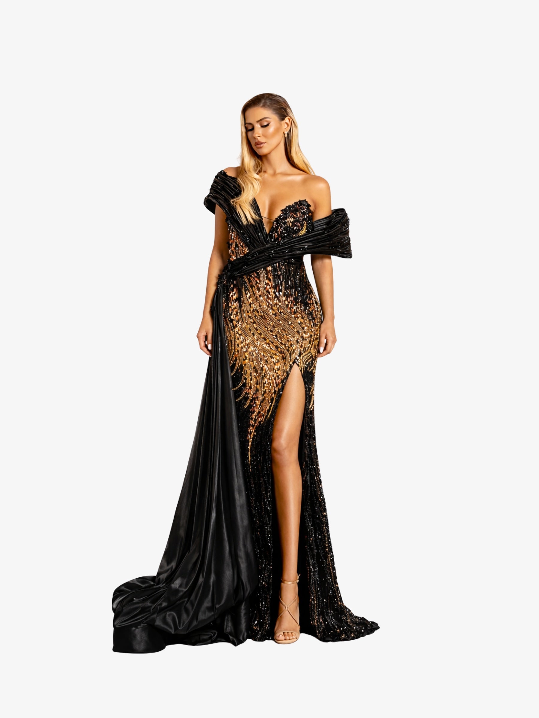 Rochie Lunga "Anemona Luxury", Neagra - XXL