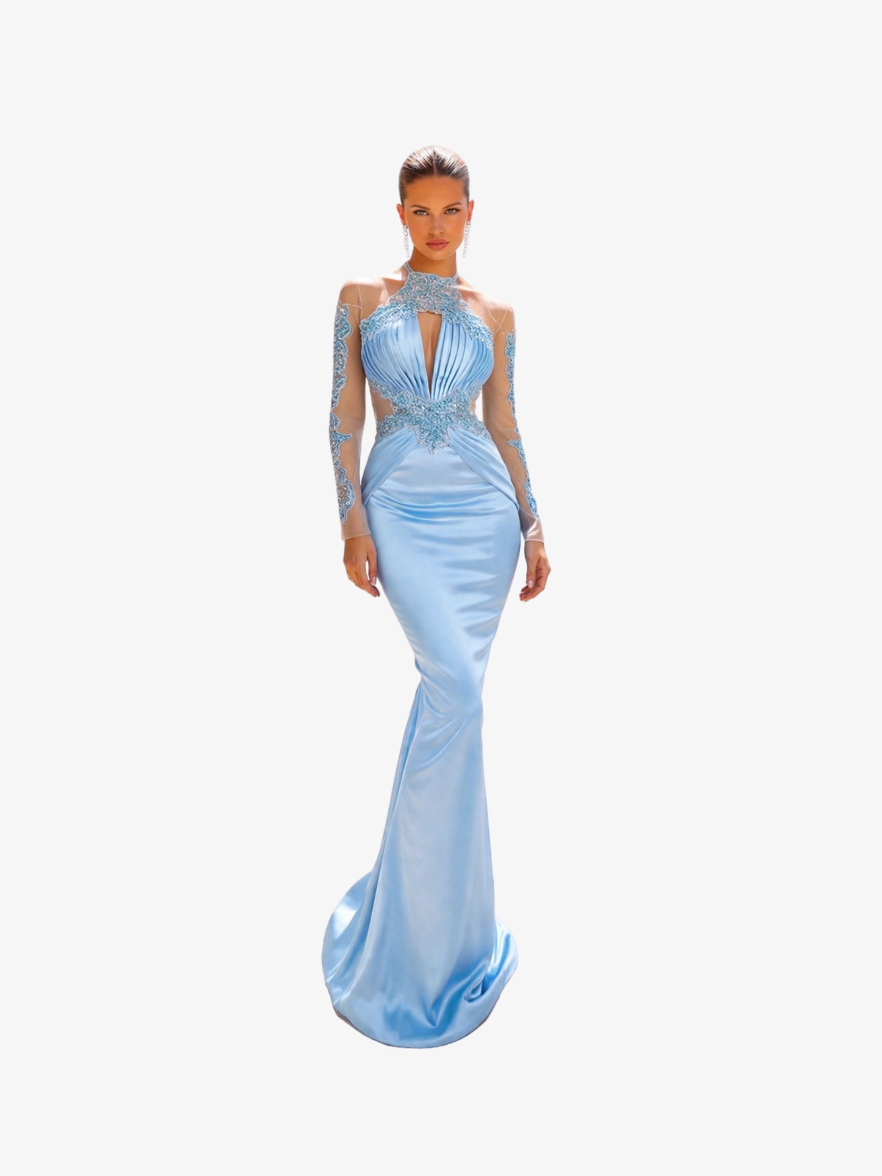 Rochie Lunga "Azira", Albastru Deschis - S