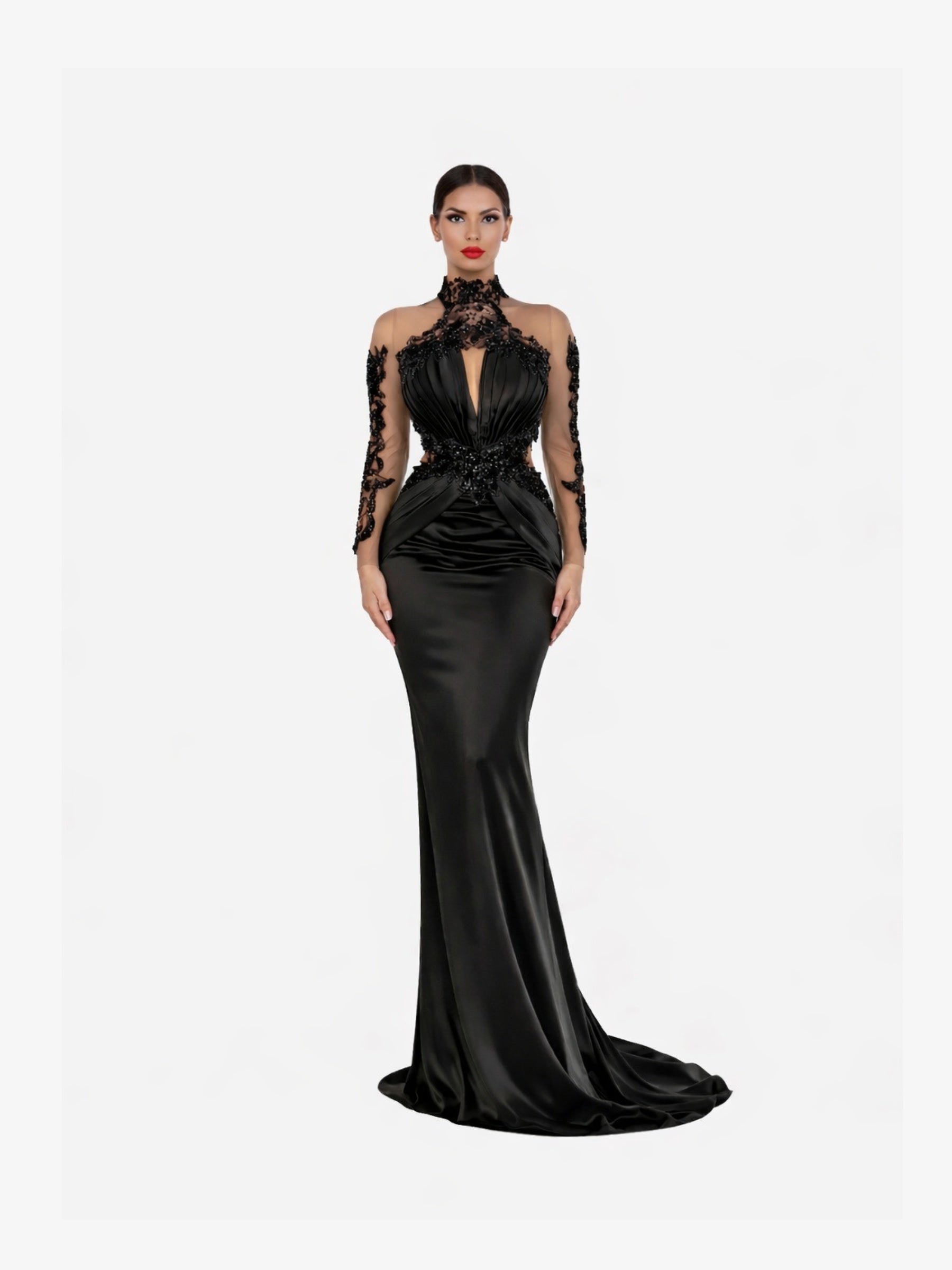 Rochie Lunga "Azira", Neagra - (Video) - 3XL