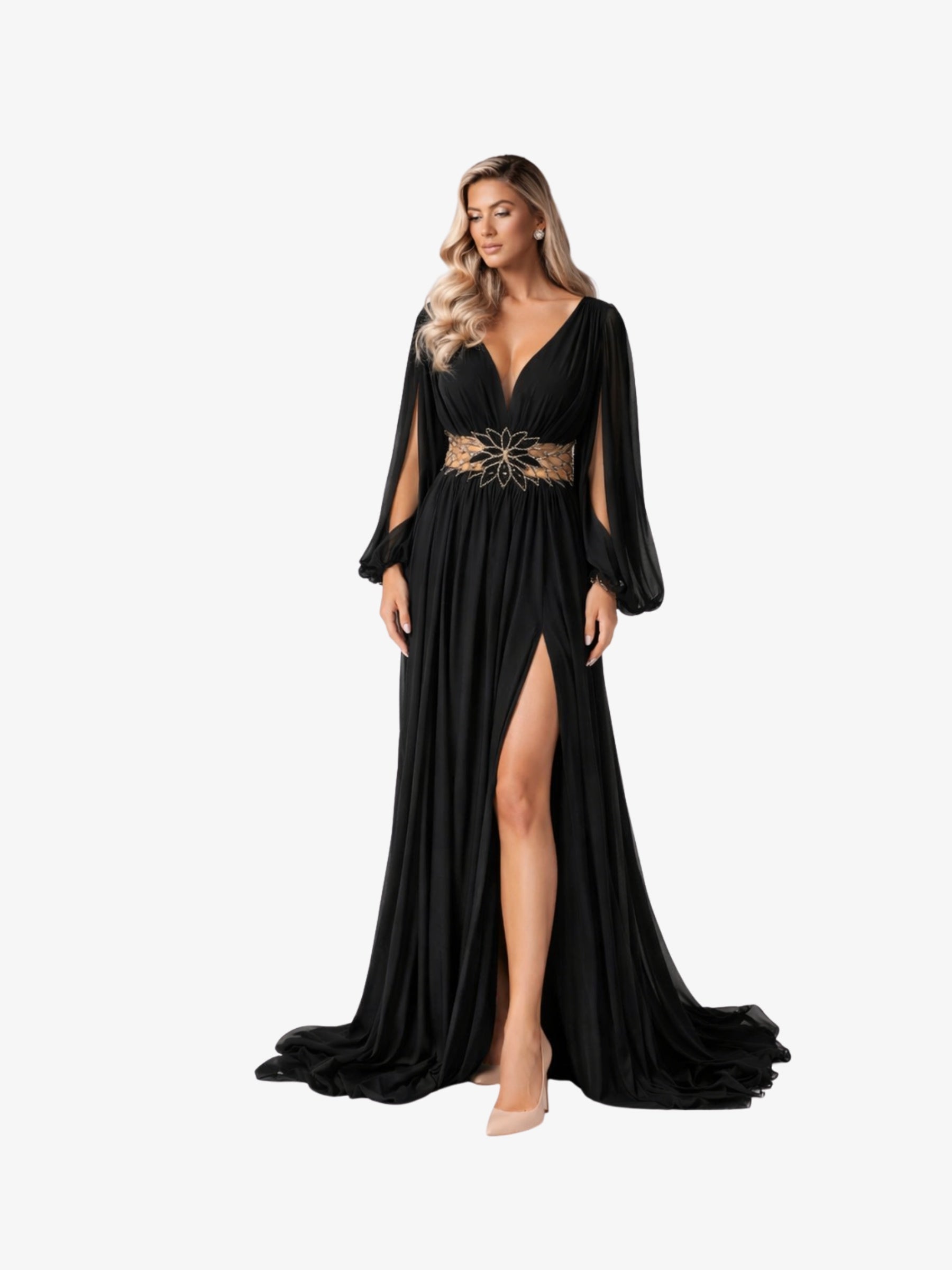 Rochie Lunga "Cassandra", Negru - negru / XL