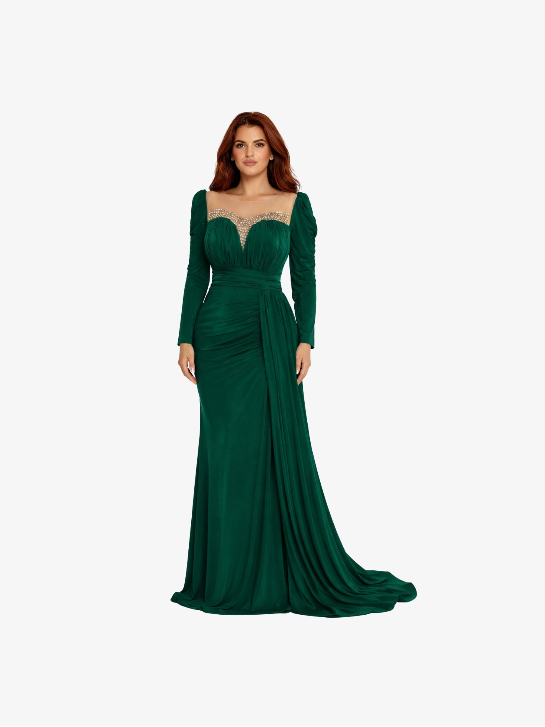 Rochie Lunga cu Trena "Ayda", Verde - L