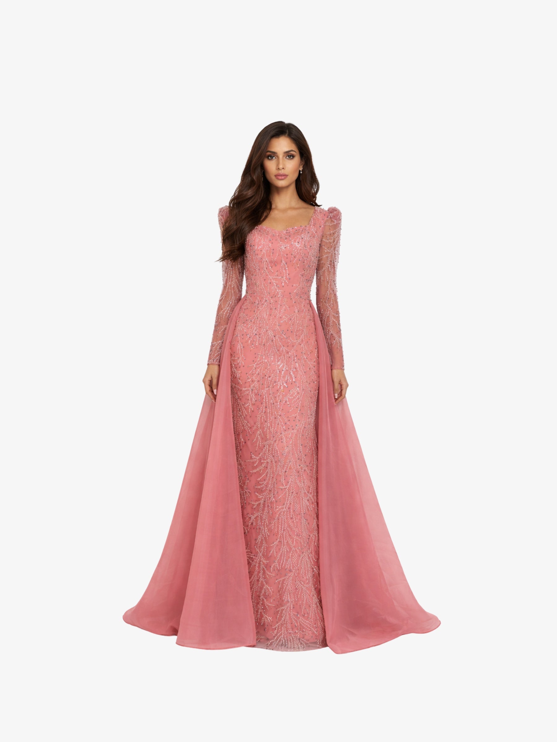 Rochie Lunga cu Trena "Jade", Roz - S