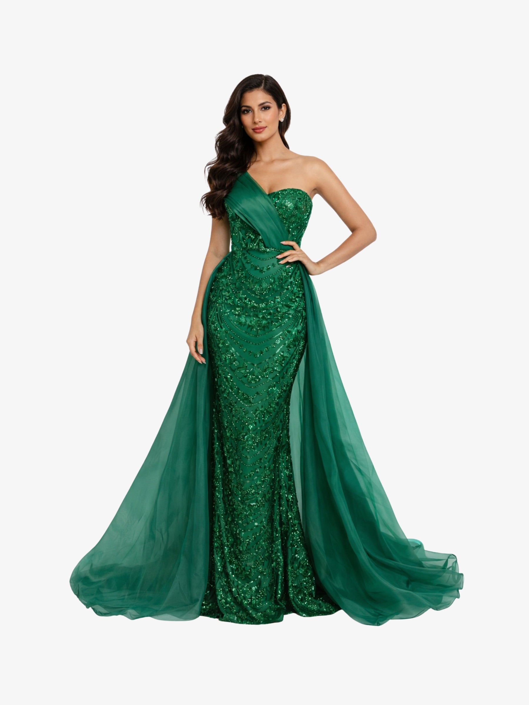 Rochie Lunga cu Trena "Valentina", Verde - S