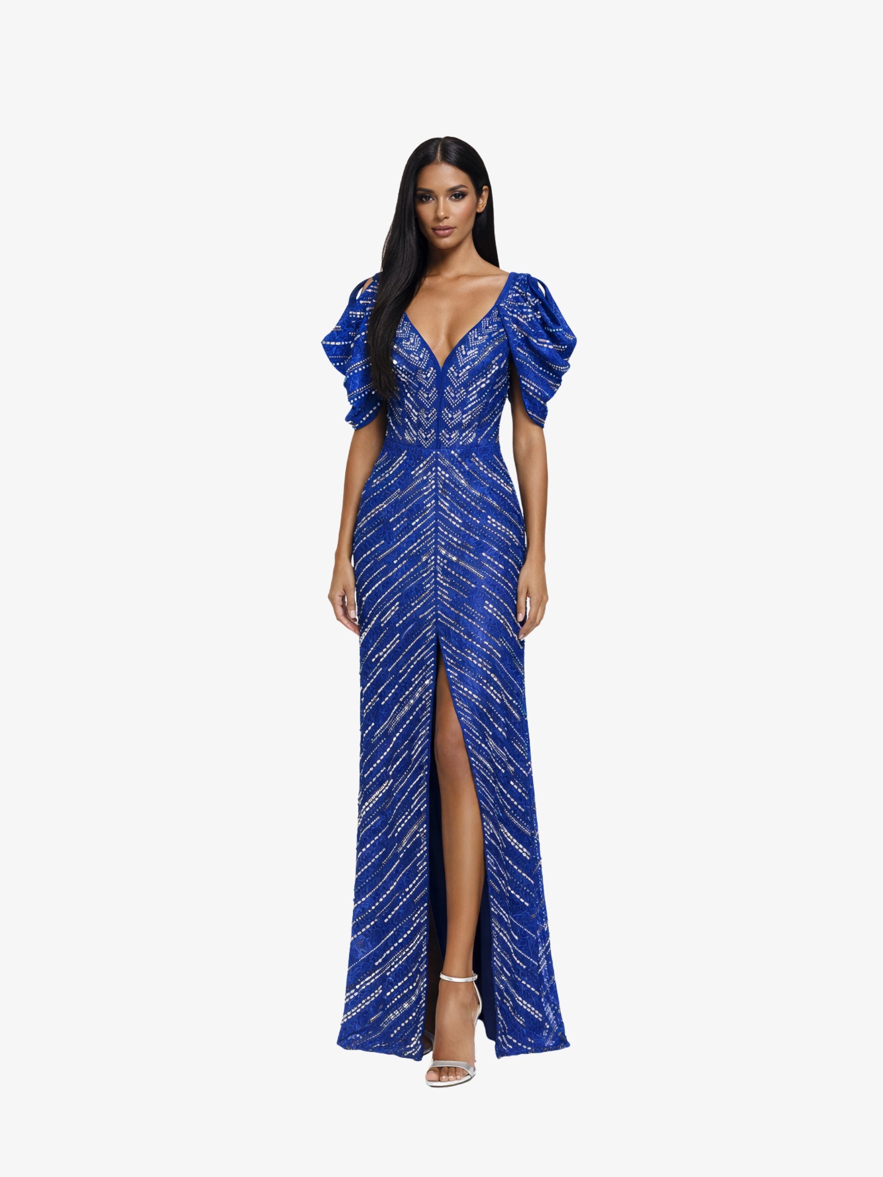 Rochie Lunga “Ducesa”, Albastru - 4XL