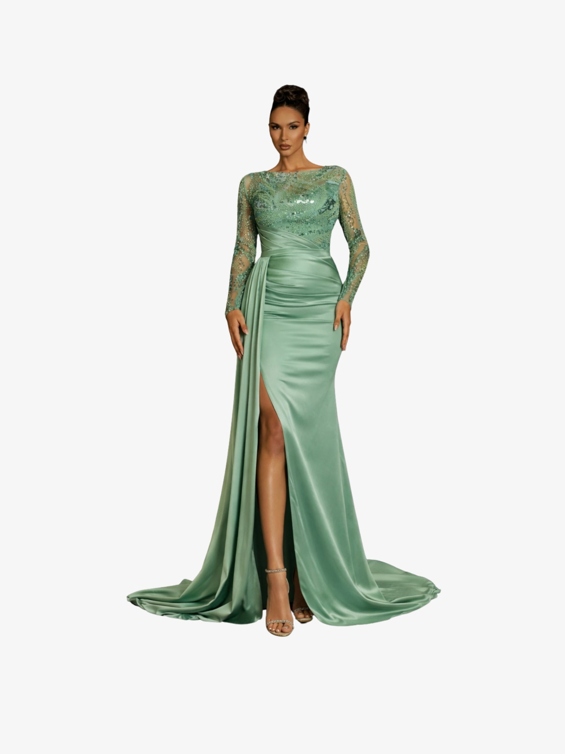 Rochie Lunga "Karla", Turcoaz - 3XL