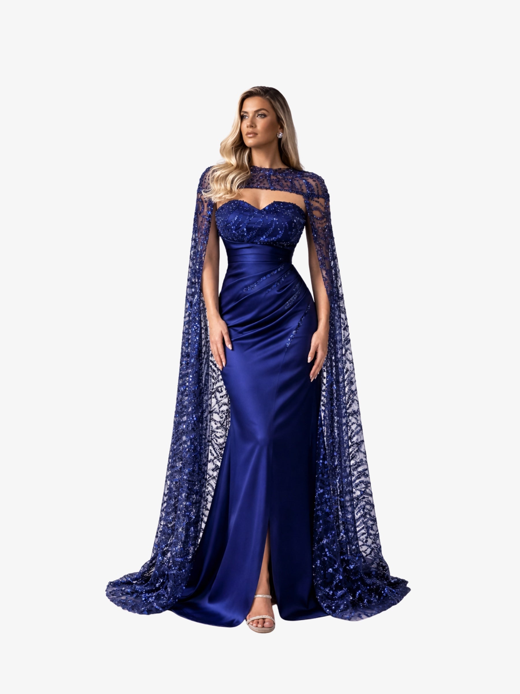 Rochie Lunga "Polina", Albastra - XXL