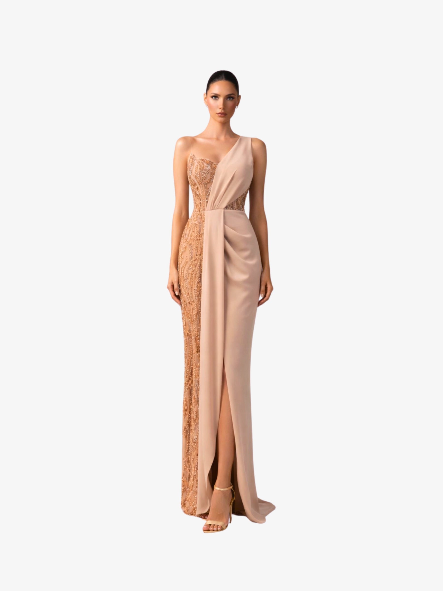 Rochie Lunga “Rowa”, Bej - L