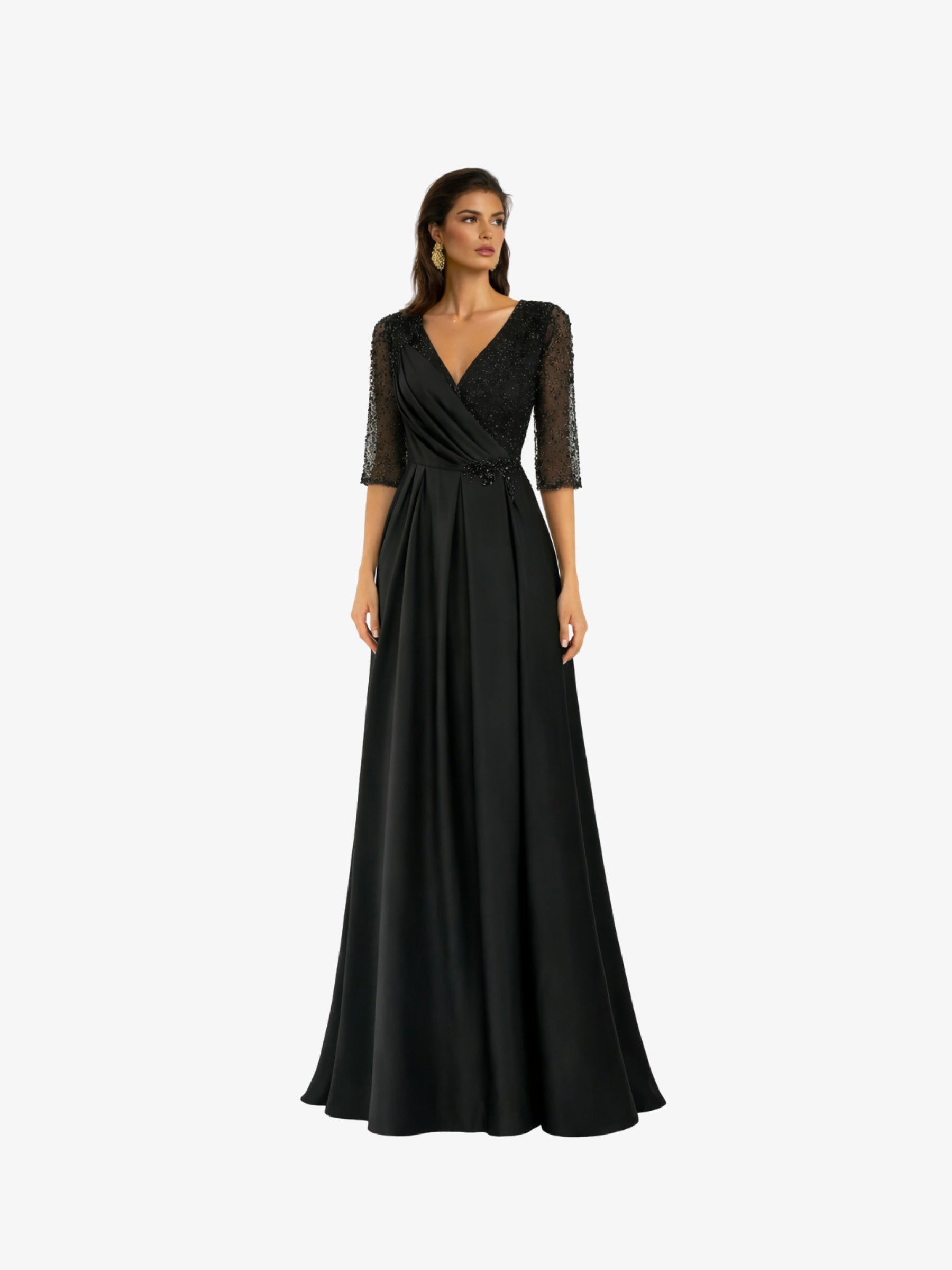 Rochie Lunga “Zaira”, Negru - 4XL