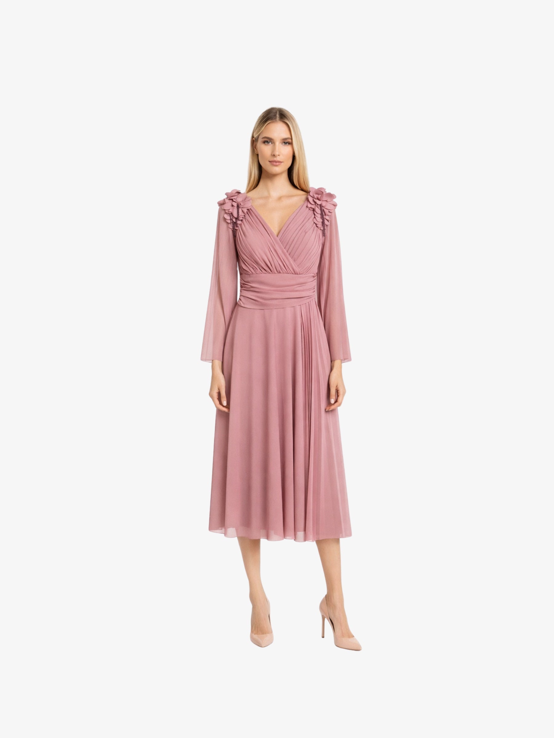 Rochie Midi “Carolina”, Roz - XL
