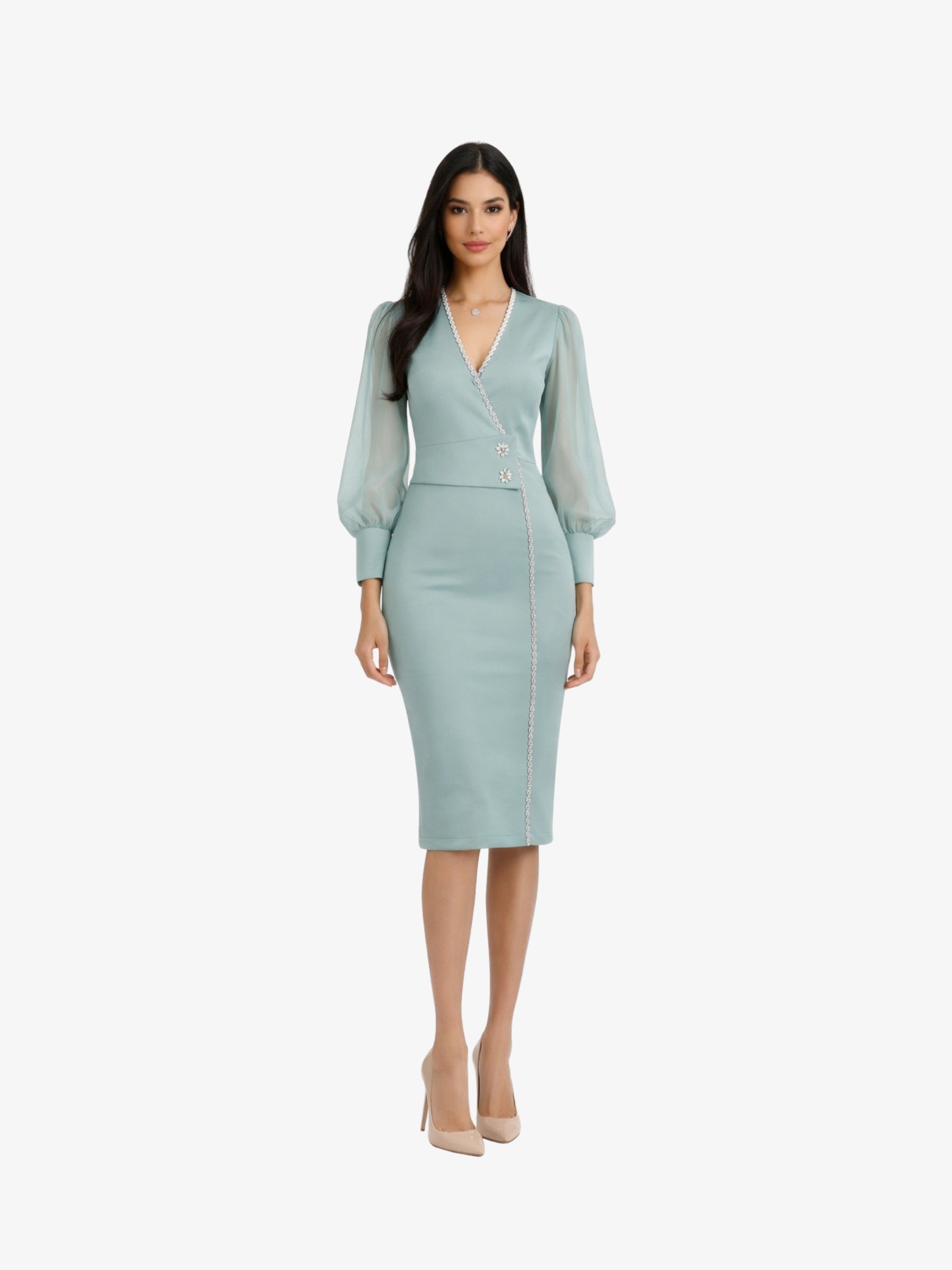 Rochie Midi “Elisa”, Turcoaz - S