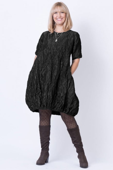 Rochie midi gogosar din tafta cu memorie neagra