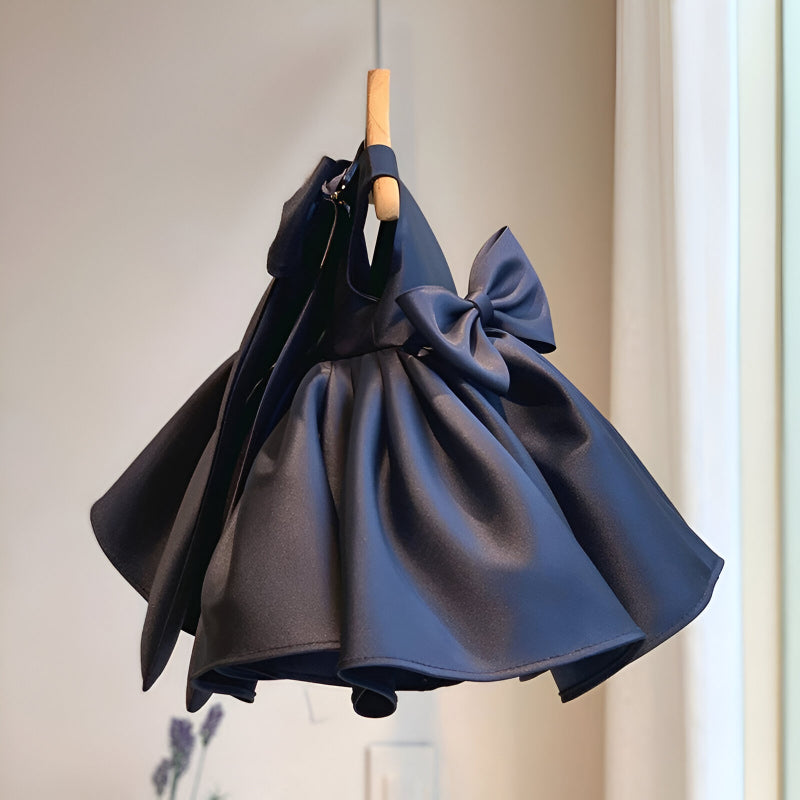 Rochie neagra eleganta din tafta pentru fete - Leya