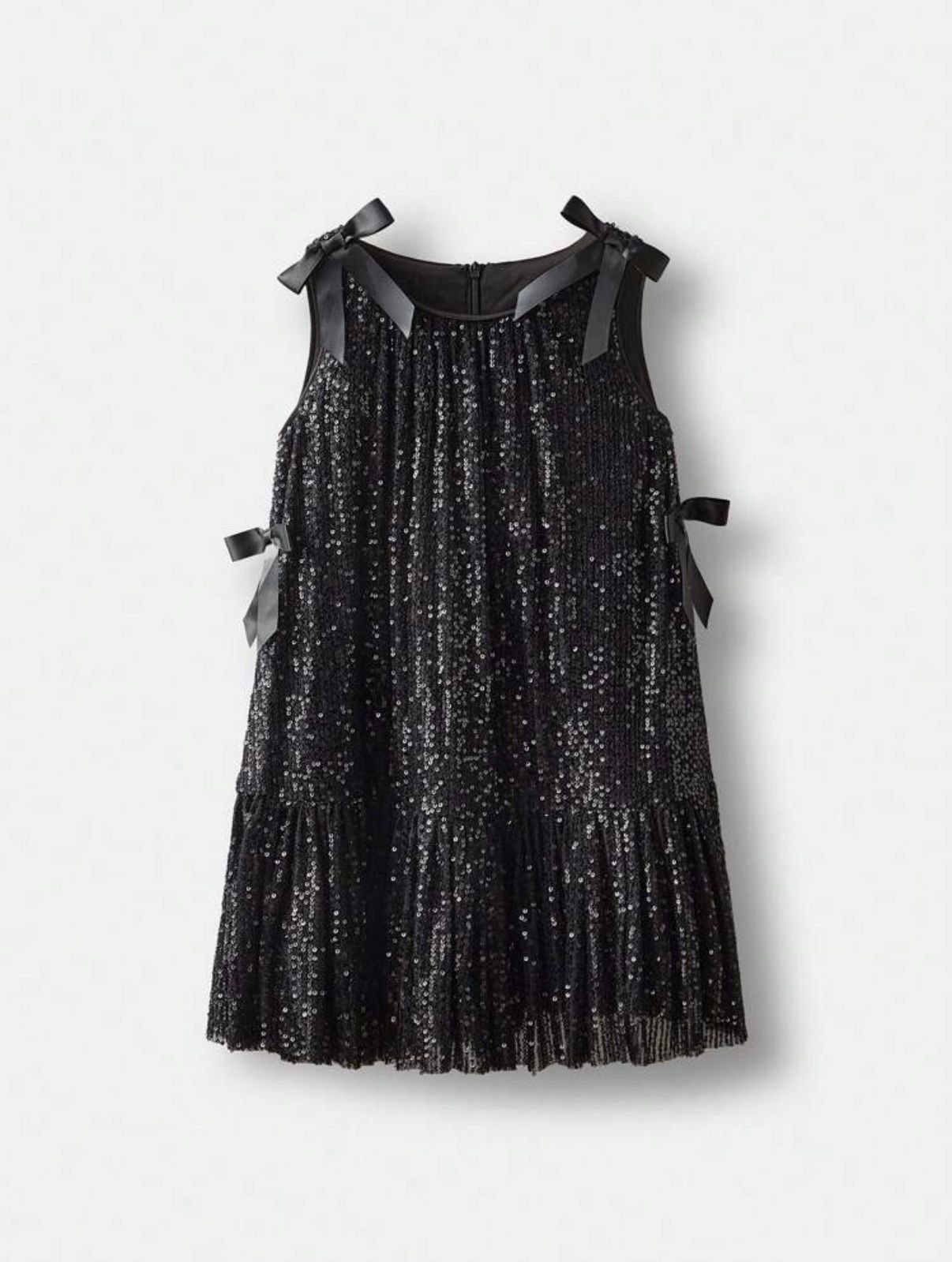 Rochie rosie din paiate accesorizata cu fundite pentru fete - Sara