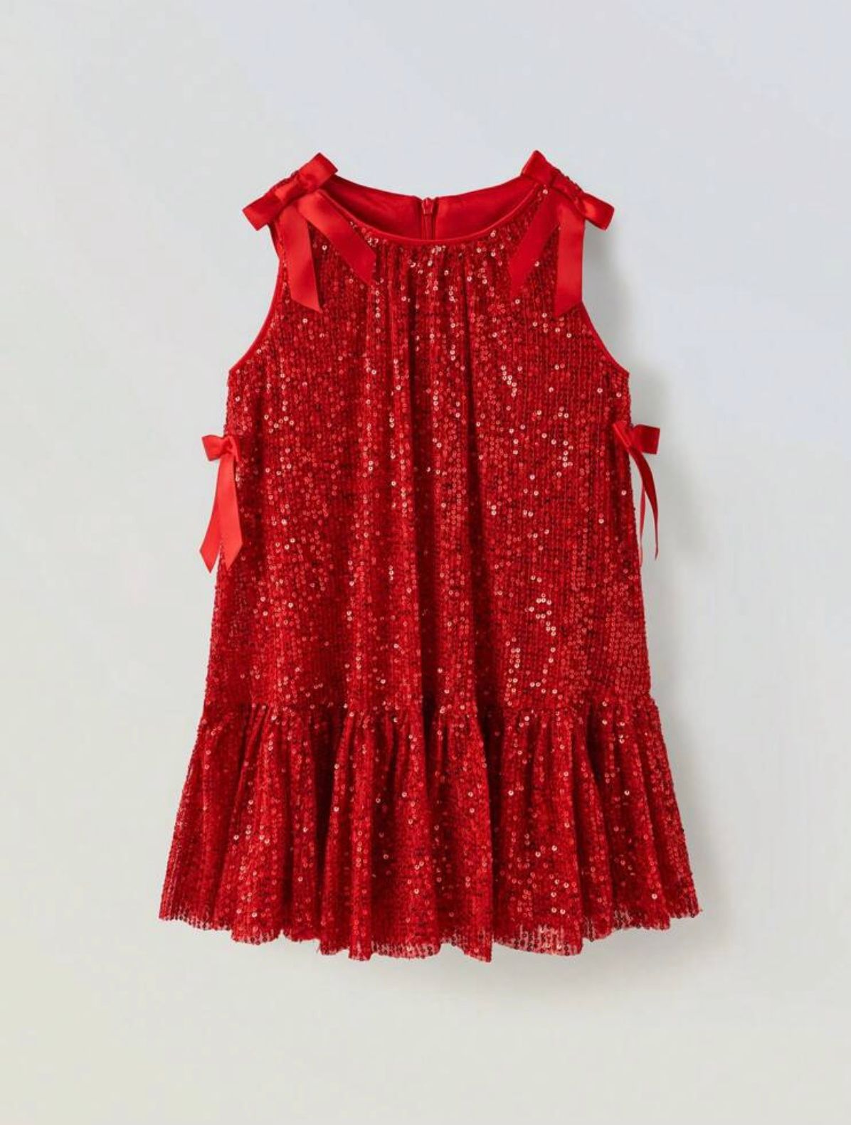 Rochie roz din paiate accesorizata cu fundite pentru fete - Sara