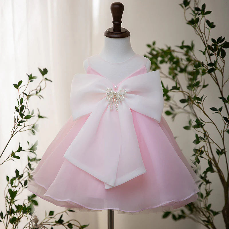 Rochie roz eleganta din organza pentru fete - Erin