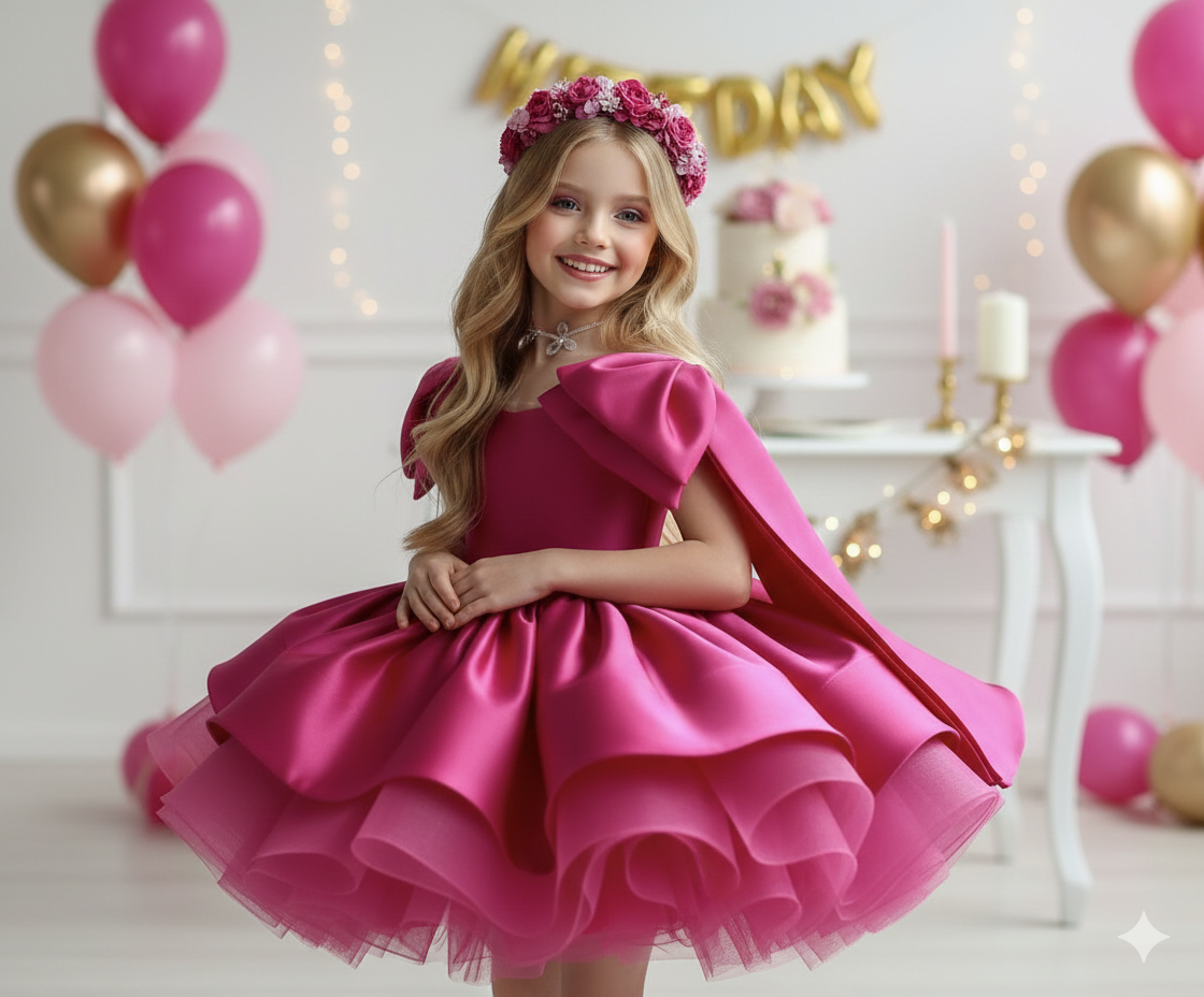Rochie roz eleganta pentru fete, din tafta - Barbie