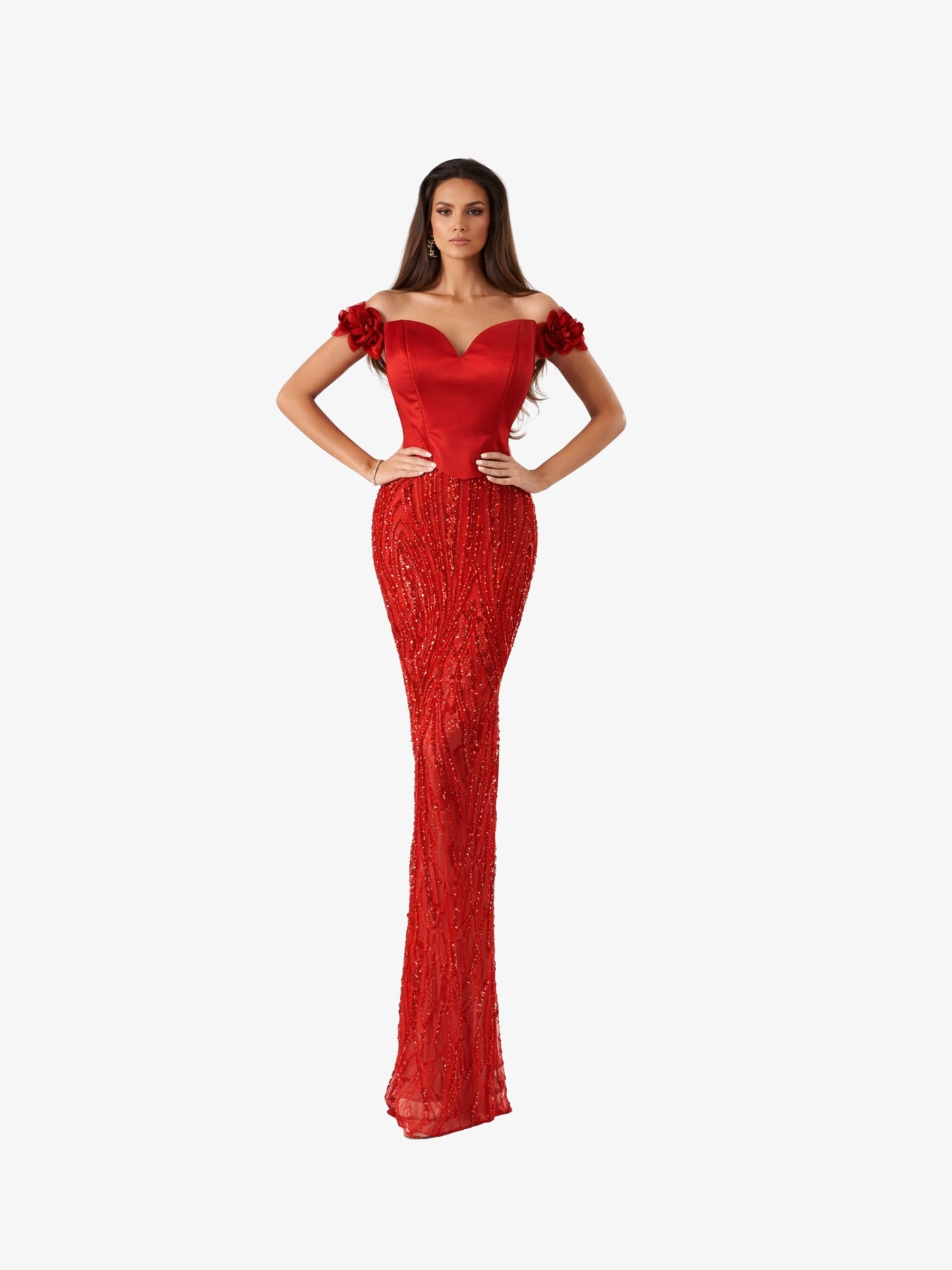 Rochie tip Compleu Elegant “Margot”, Rosu - XXL