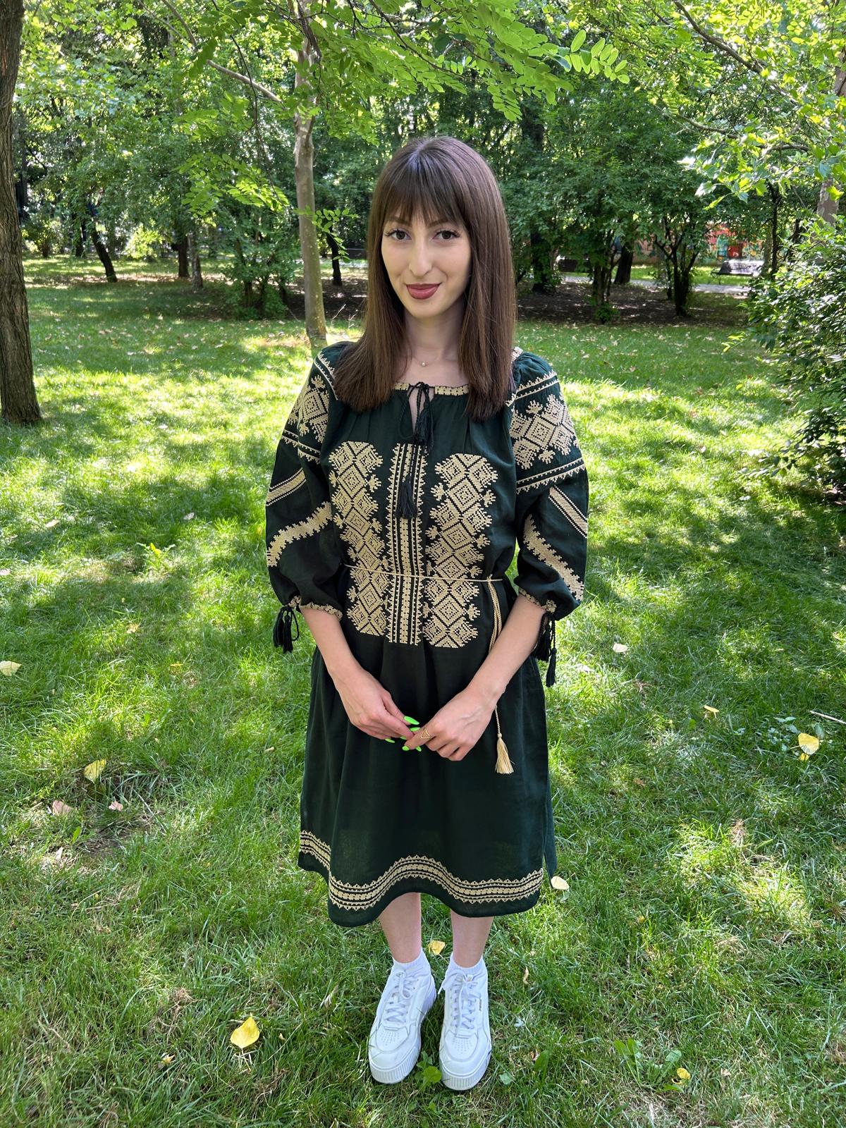 Rochie tradițională femei TM1229 - verdele naturii - - XL