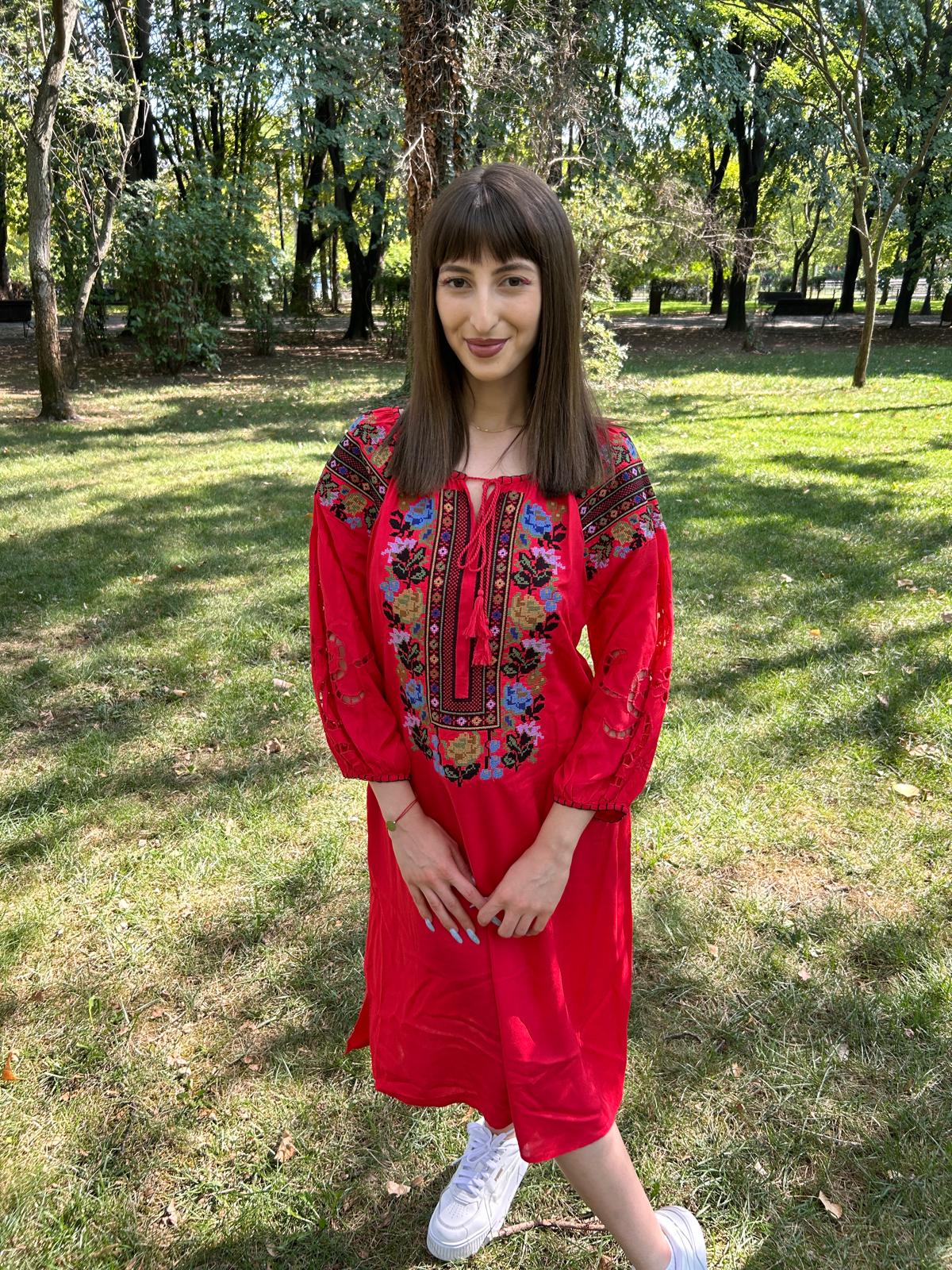 Rochie tradițională femei TM1414 *pânză roșie* - 3XL