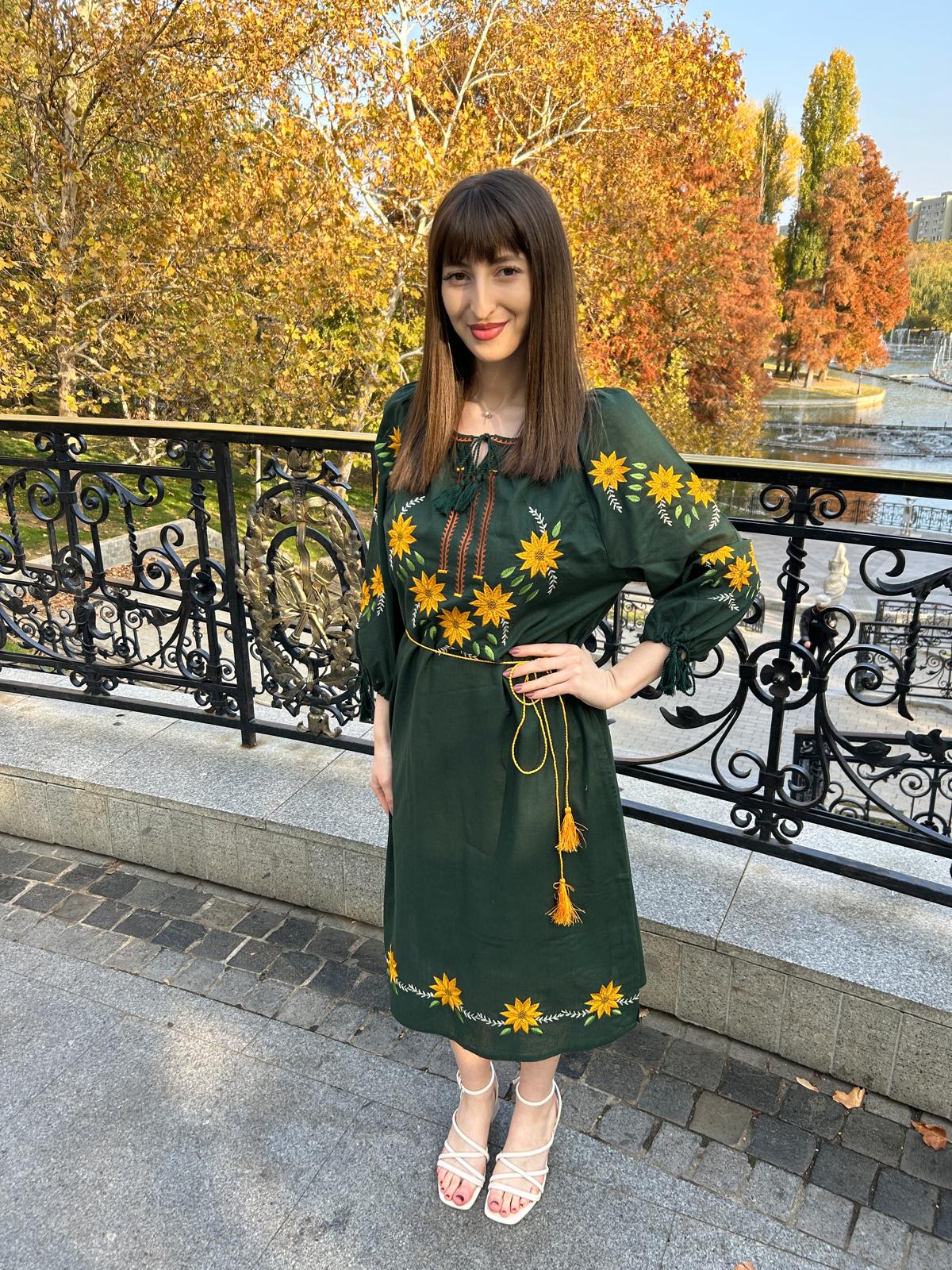 Rochie tradițională femei TM1558 *verdele naturii* - S