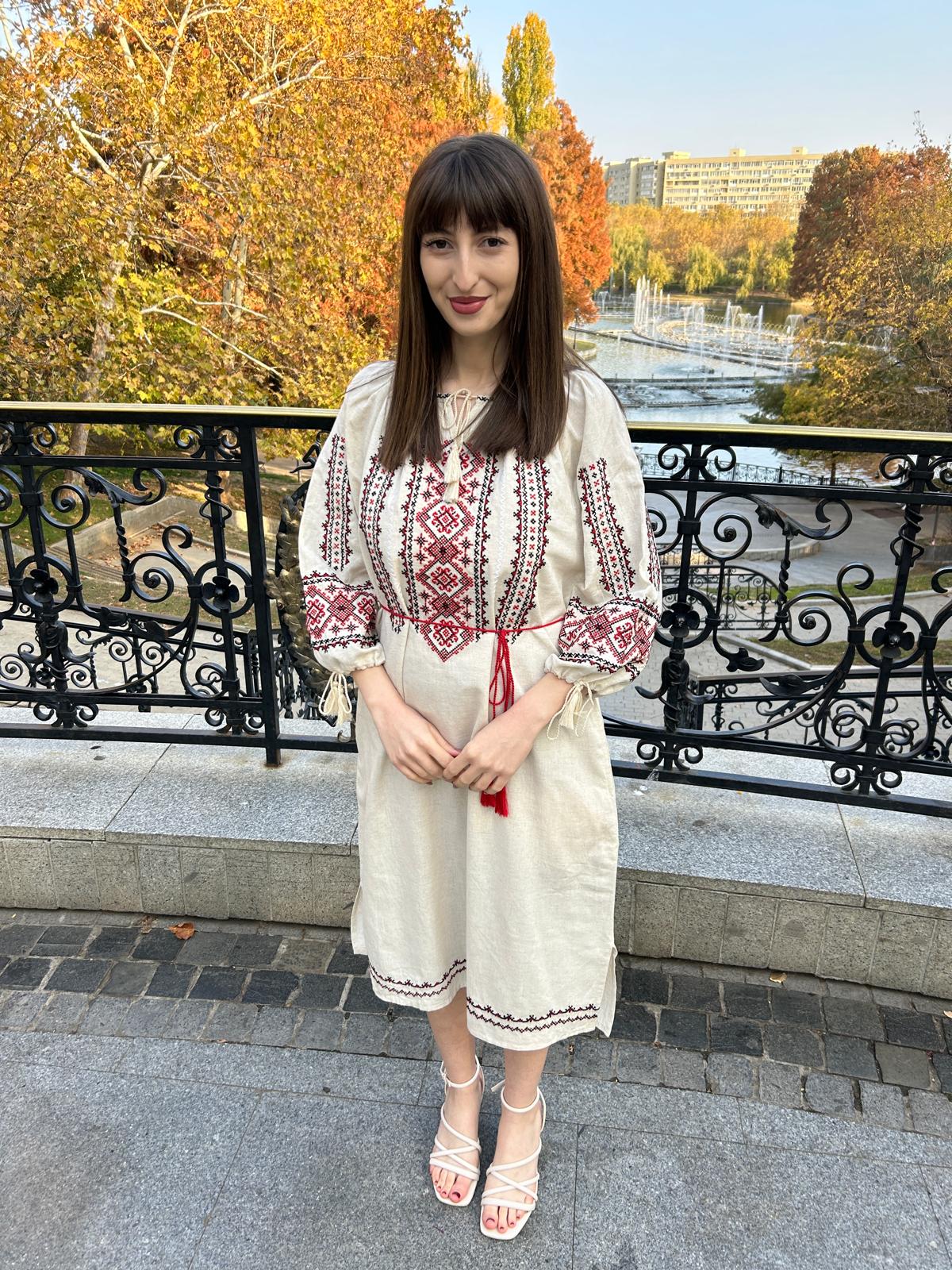 Rochie tradițională femei TM1564 *pânză bej* - 3XL