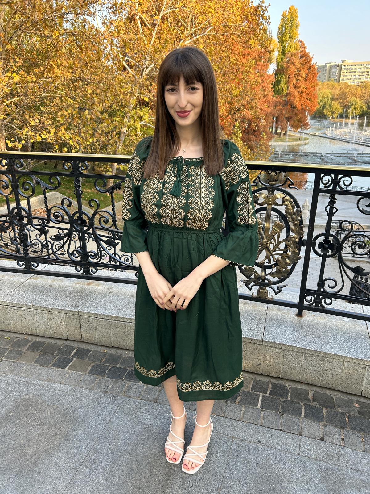 Rochie tradițională femei TM1566 *verdele naturii* - XL