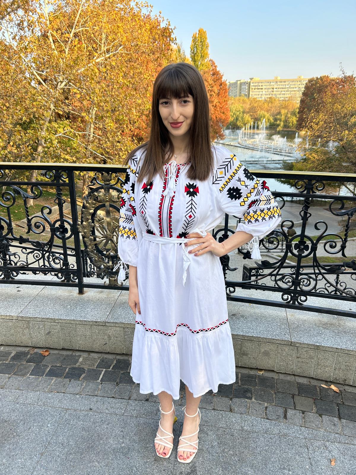 Rochie tradițională femei TM1567 - magie albă - - XL