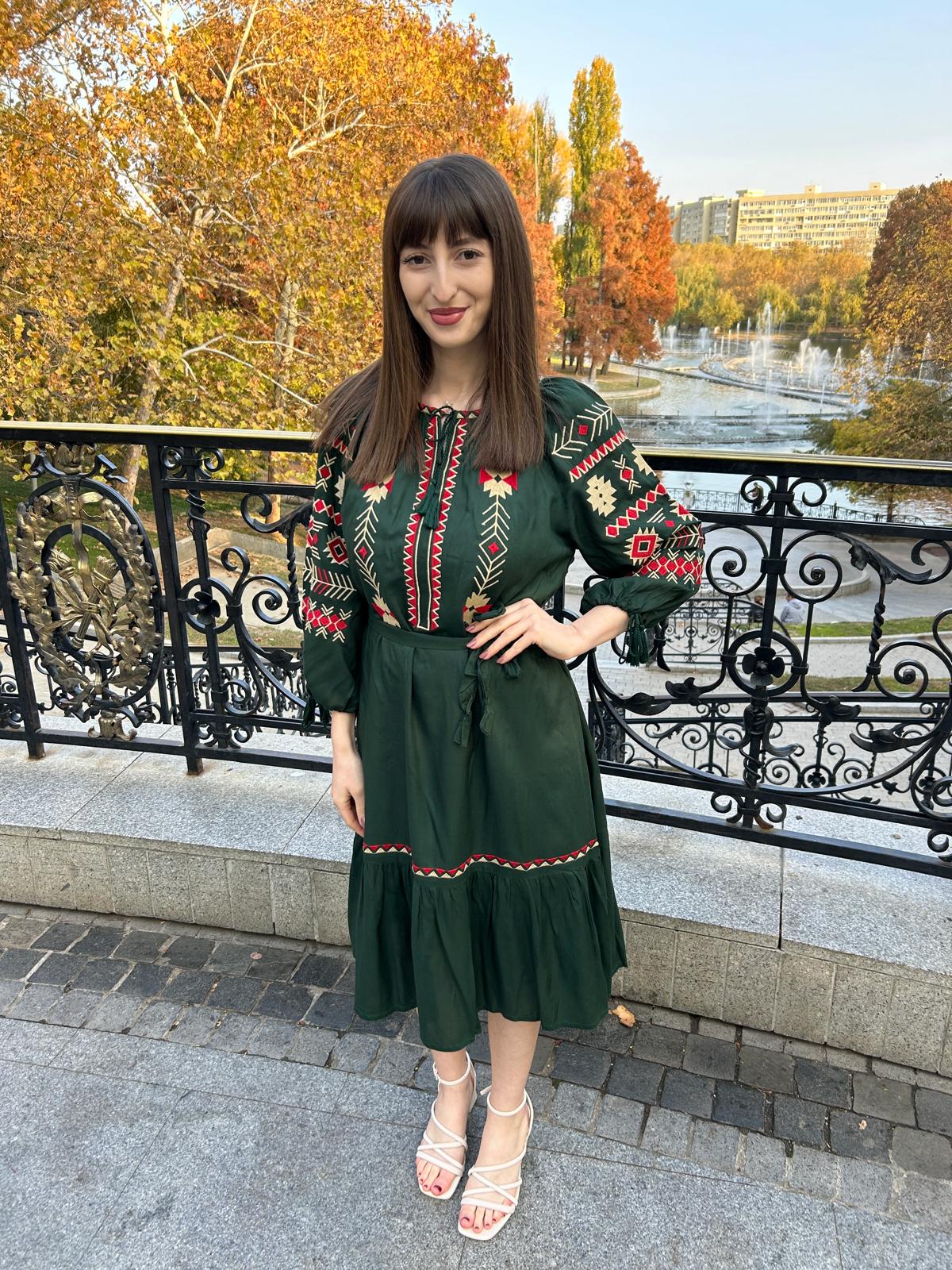 Rochie tradițională femei TM1568 - verdele naturii - - S