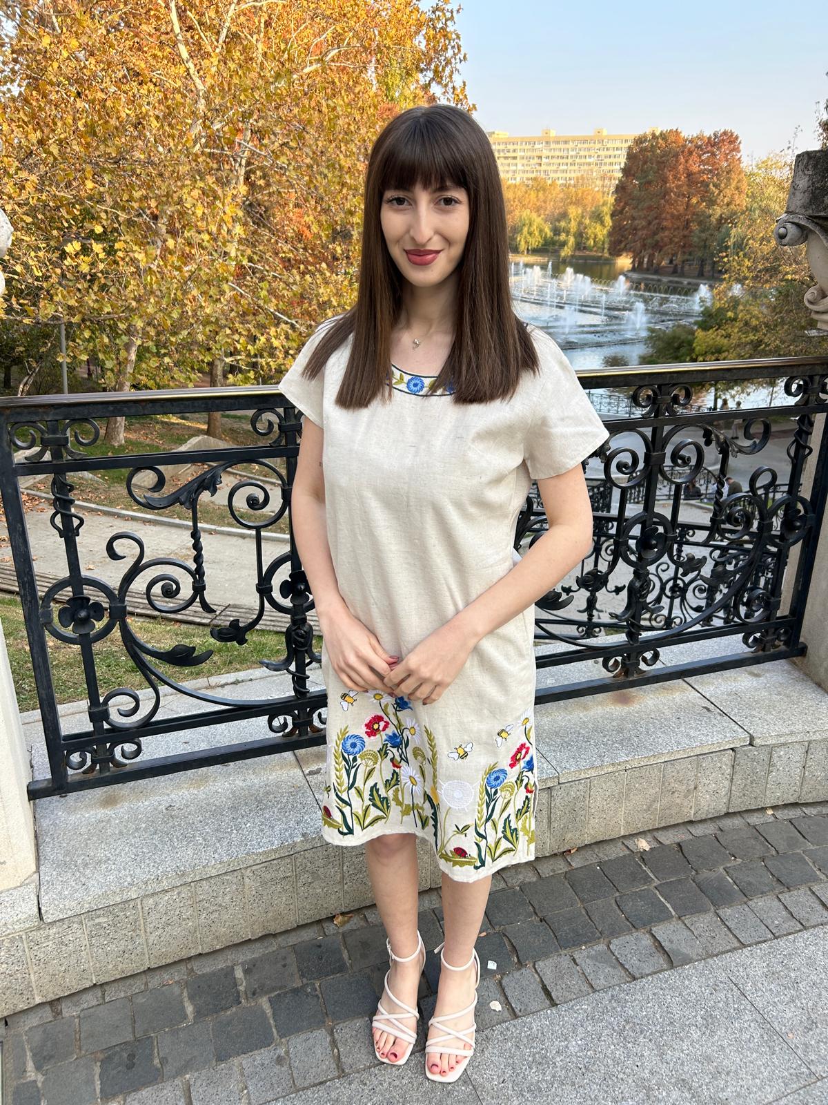 Rochie tradițională femei TM1570 *pânză bej* - XL
