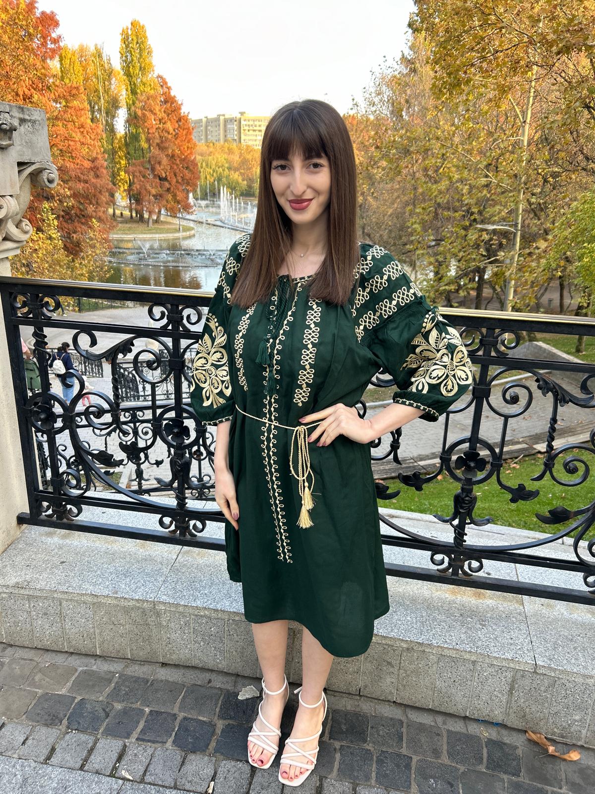 Rochie tradițională femei TM1574 *verdele naturii* - L