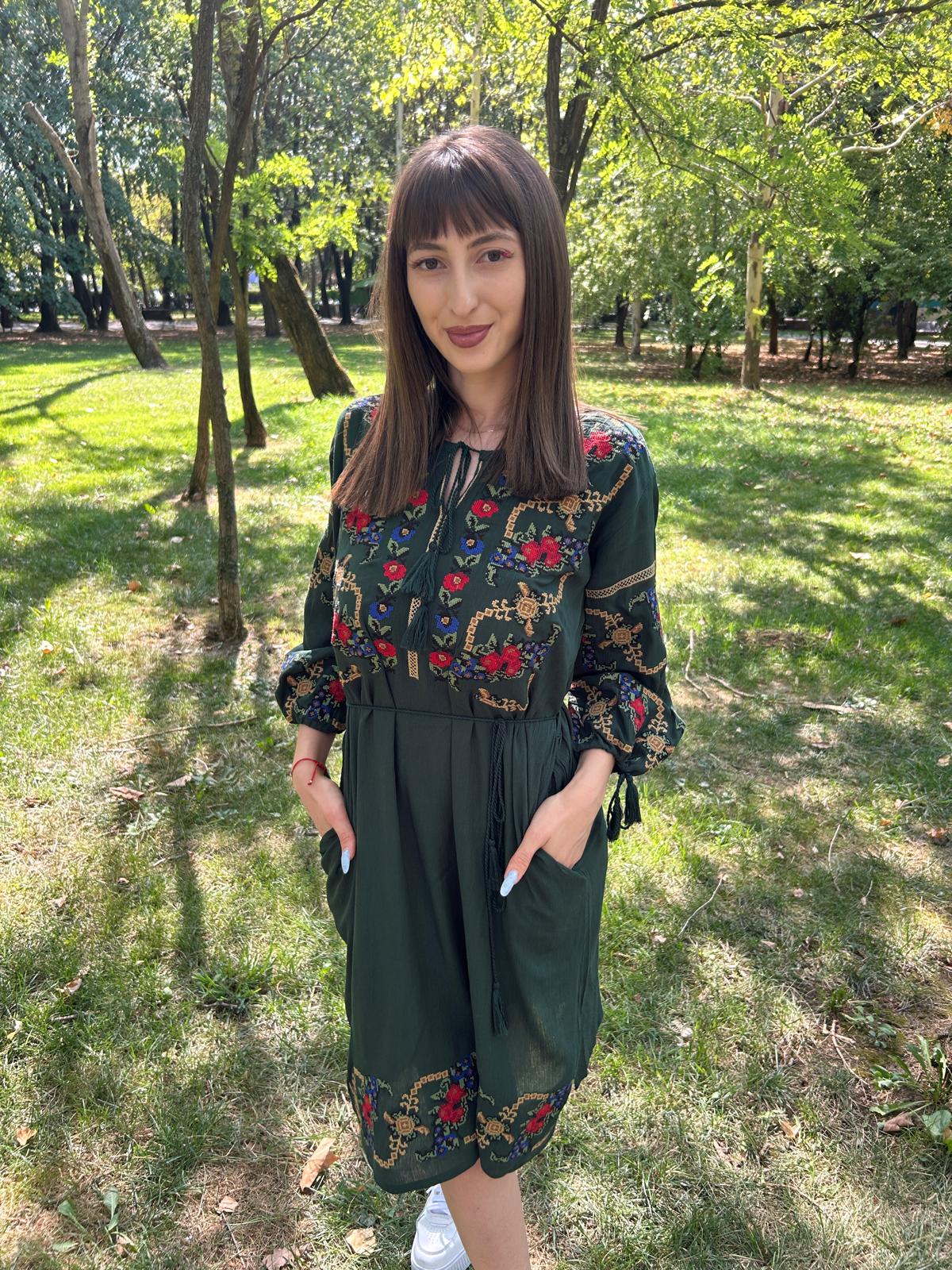 Rochie tradițională femei TM208 - verdele naturii - - M