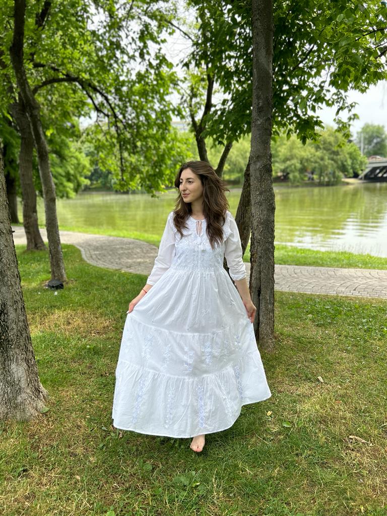 Rochie tradițională femei TM213 - magie albă - XXL