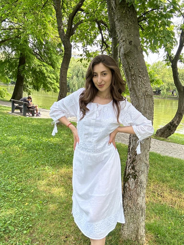 Rochie tradițională femei TM219 - magie albă - 3XL