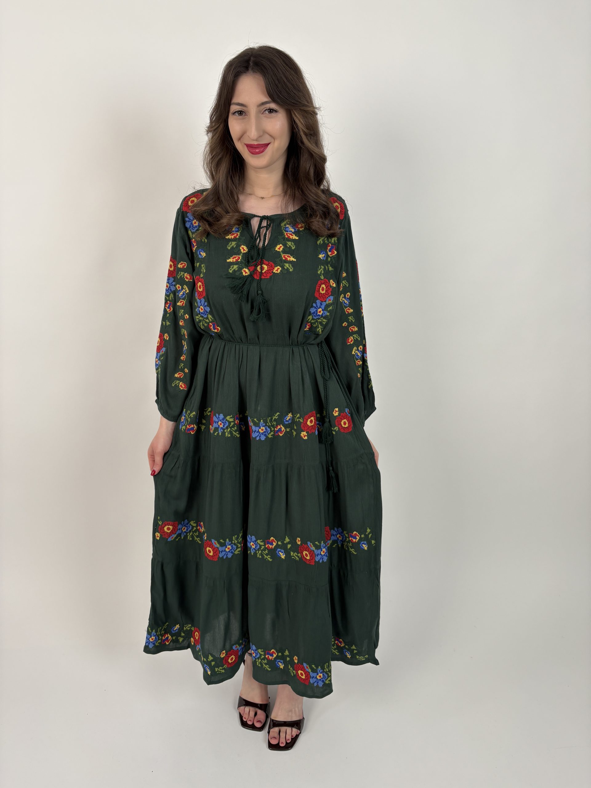 Rochie tradițională femei TM2220 *verdele naturii* - M