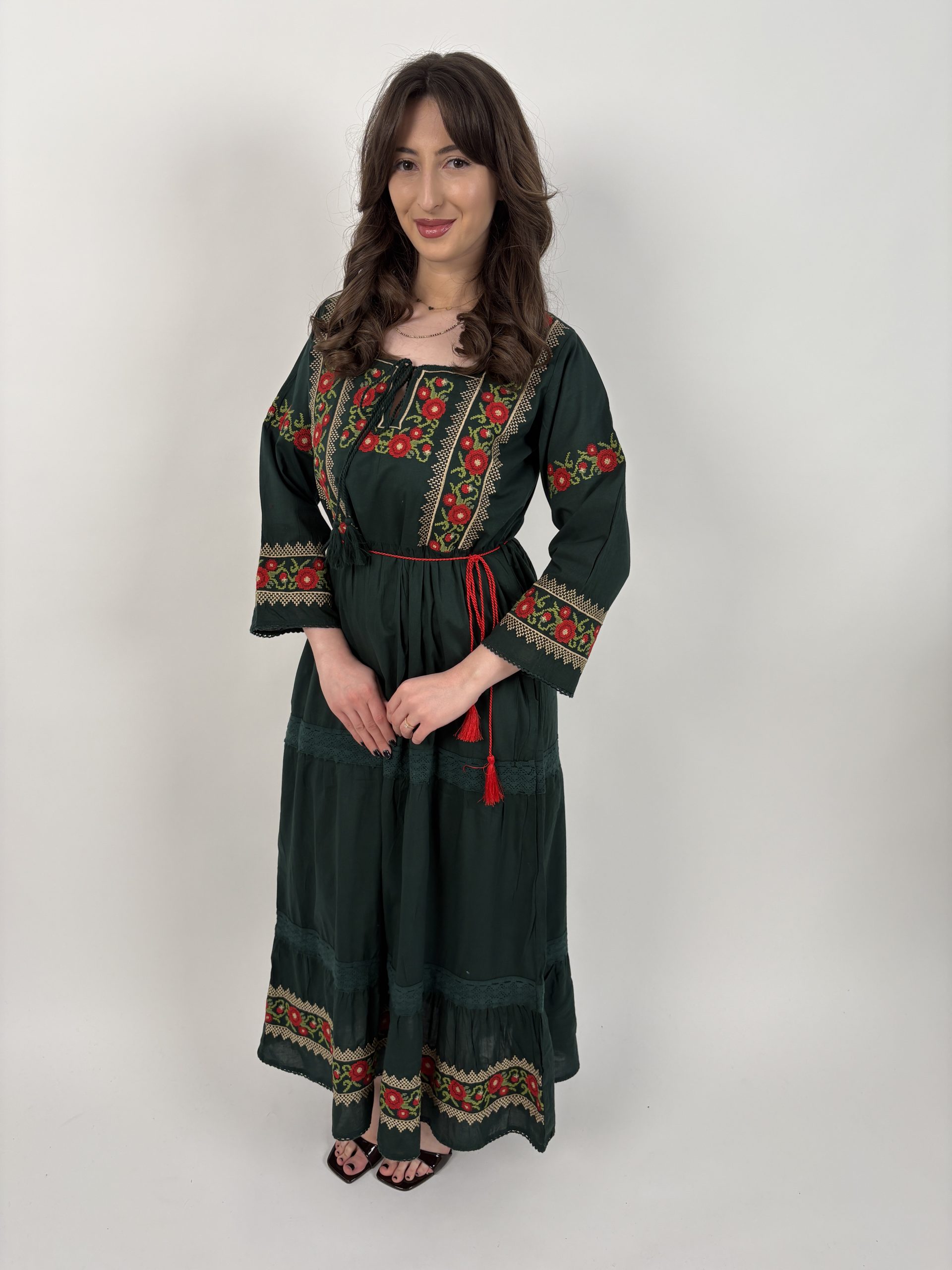 Rochie tradițională femei TM2250 -verdele naturii- - L