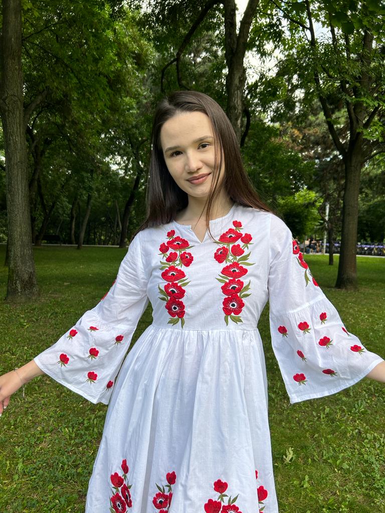 Rochie tradițională femei TM227 - maci - XL