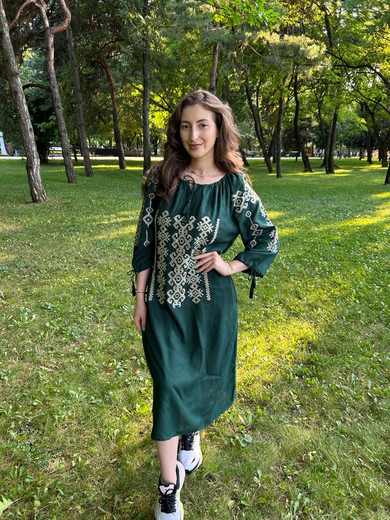 Rochie tradițională femei TM240 - verdele naturii - S