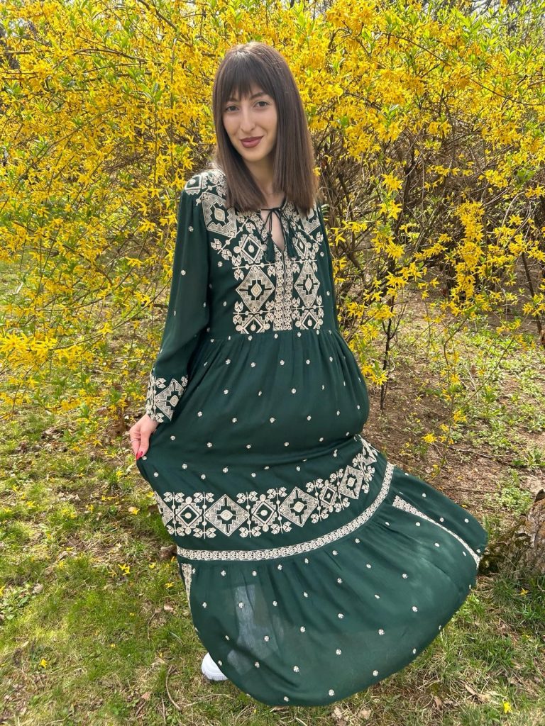 Rochie tradițională femei TM866 *verdele naturii* - M