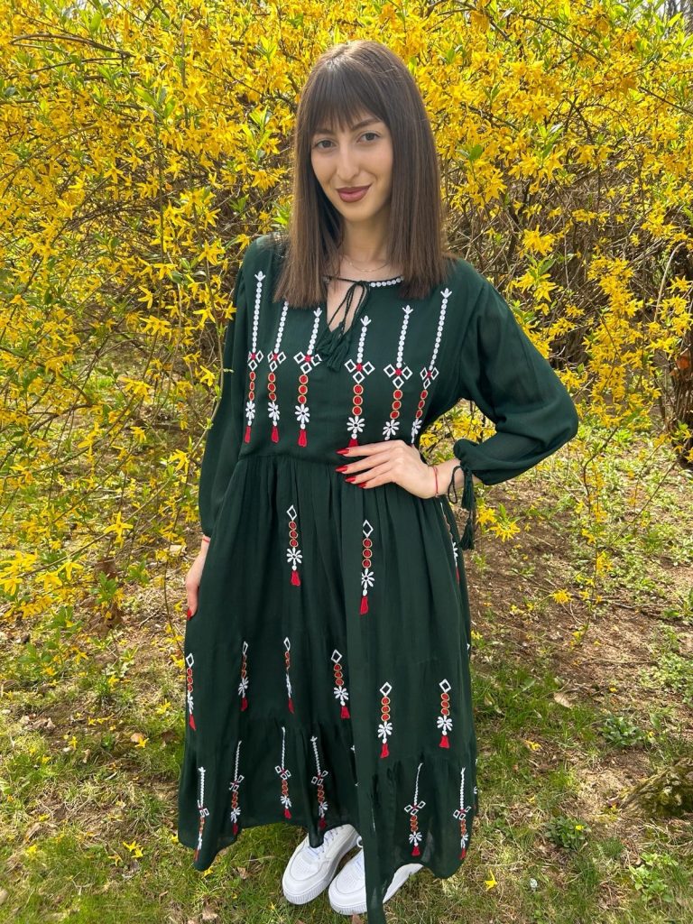 Rochie tradițională femei TM867 *verdele naturii* - XXL