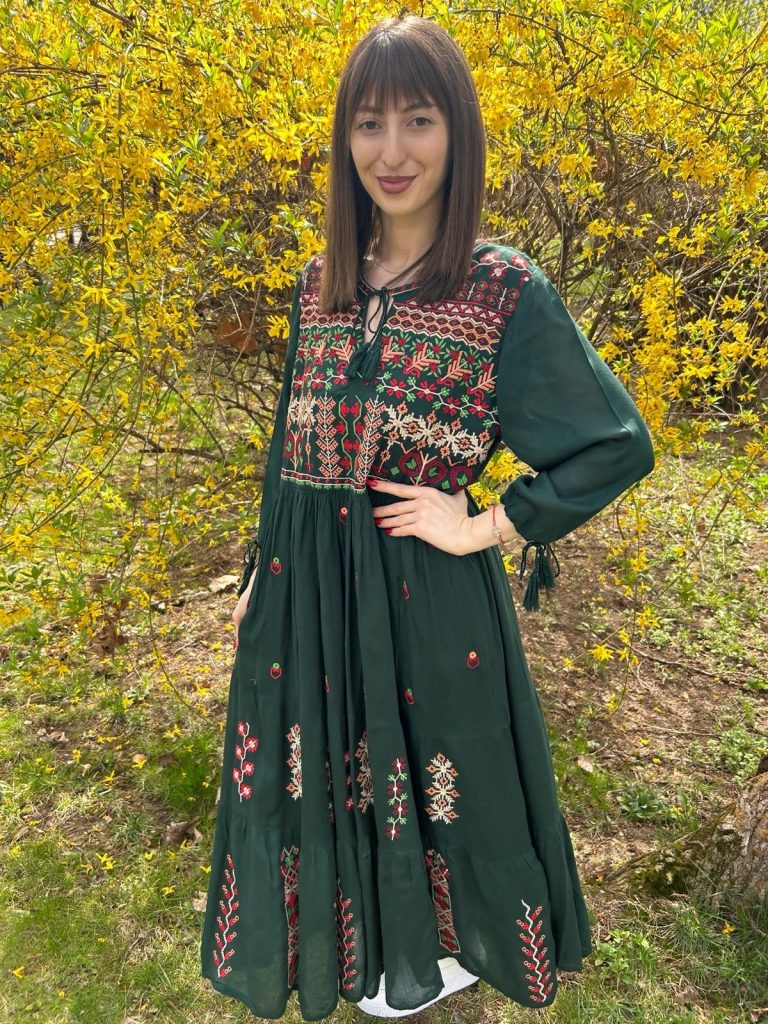 Rochie tradițională femei TM870 -verdele naturii- - XXL